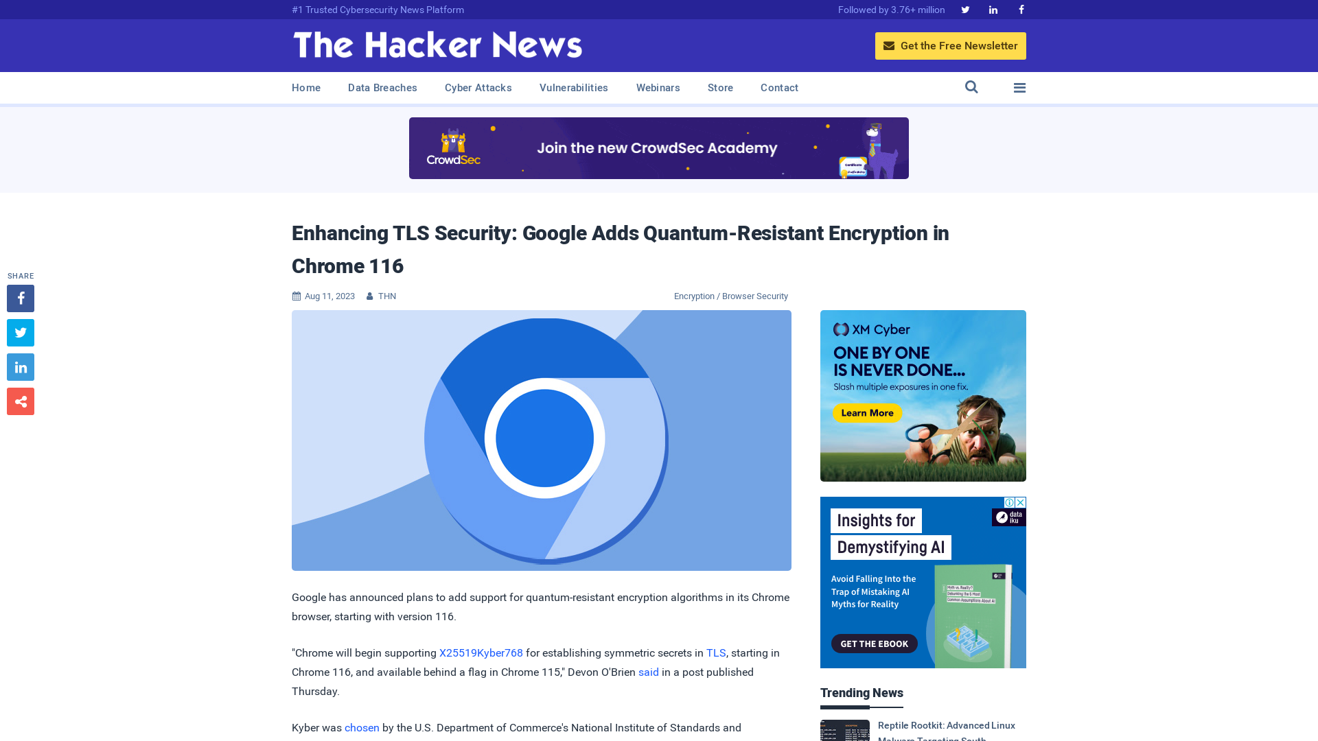 Enhancing TLS Security: Google Adds Quantum-Resistant Encryption in Chrome 116