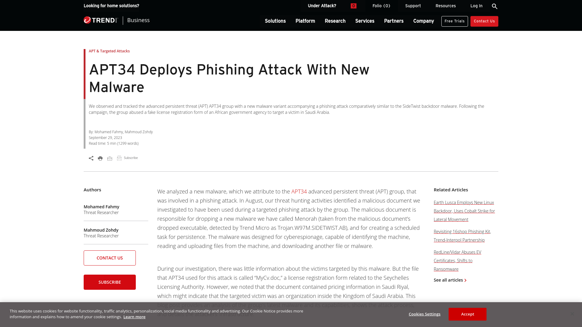 APT34 Deploys Phishing Attack With New Malware