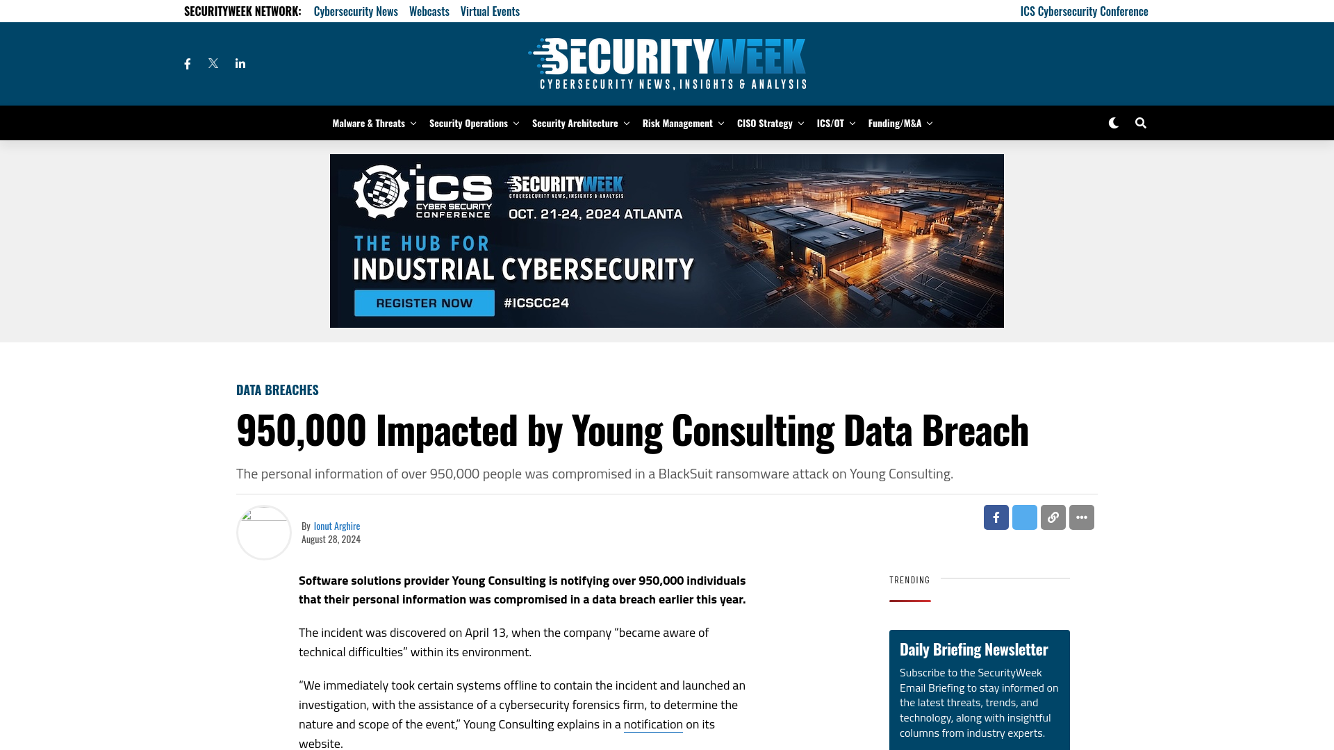 950,000 Impacted by Young Consulting Data Breach - SecurityWeek