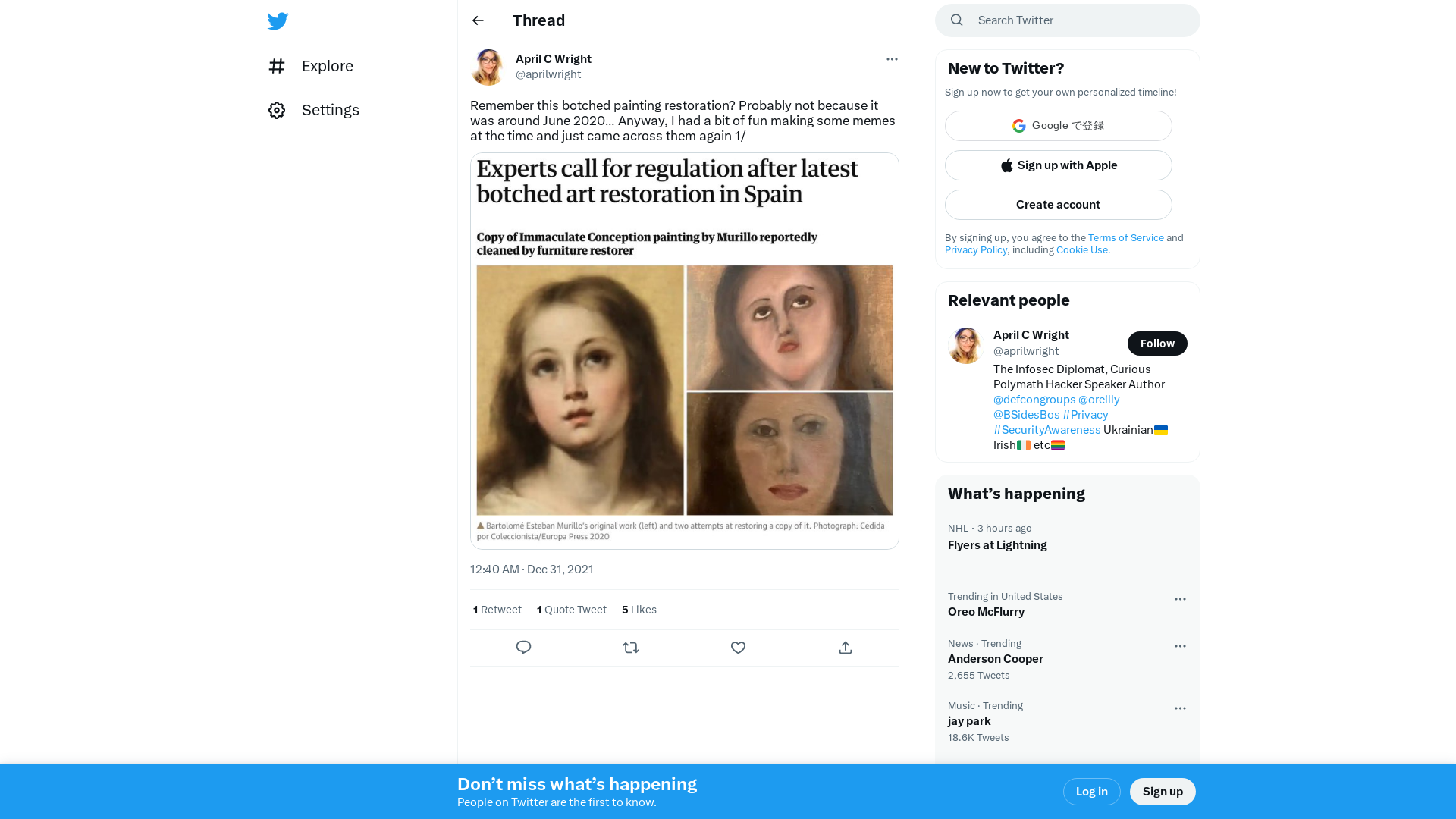 April C Wright on Twitter: "Remember this botched painting restoration? Probably not because it was around June 2020… Anyway, I had a bit of fun making some memes at the time and just came across them again 1/ https://t.co/oloKBHOgH5" / Twitter