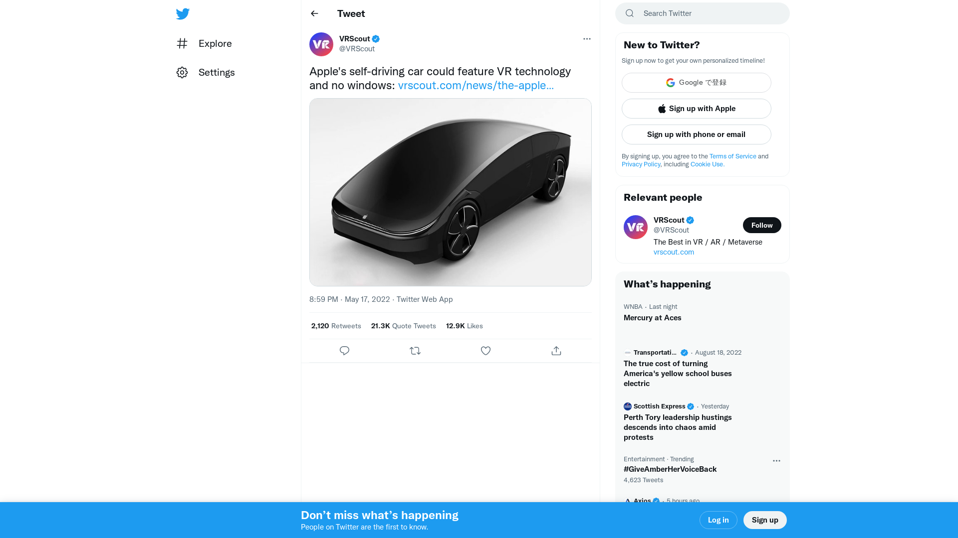 VRScout on Twitter: "Apple's self-driving car could feature VR technology and no windows: https://t.co/86T8nP1LOX https://t.co/YCwrVrJRjc" / Twitter