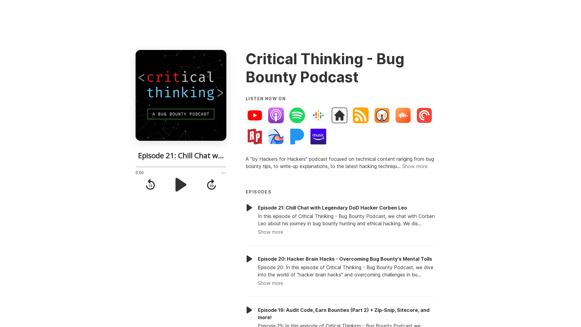 Critical Thinking - Bug Bounty Podcast