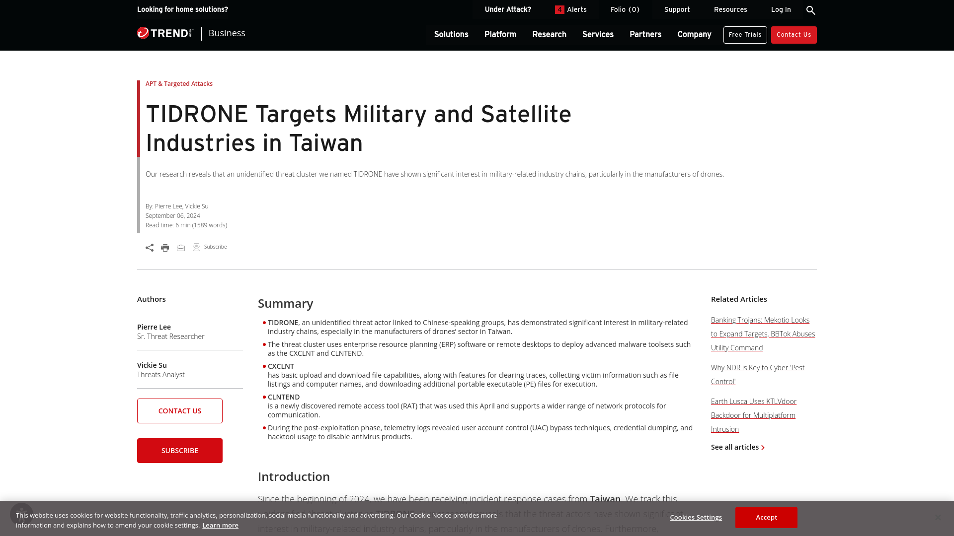 TIDRONE Targets Military and Satellite Industries in Taiwan | Trend Micro (US)