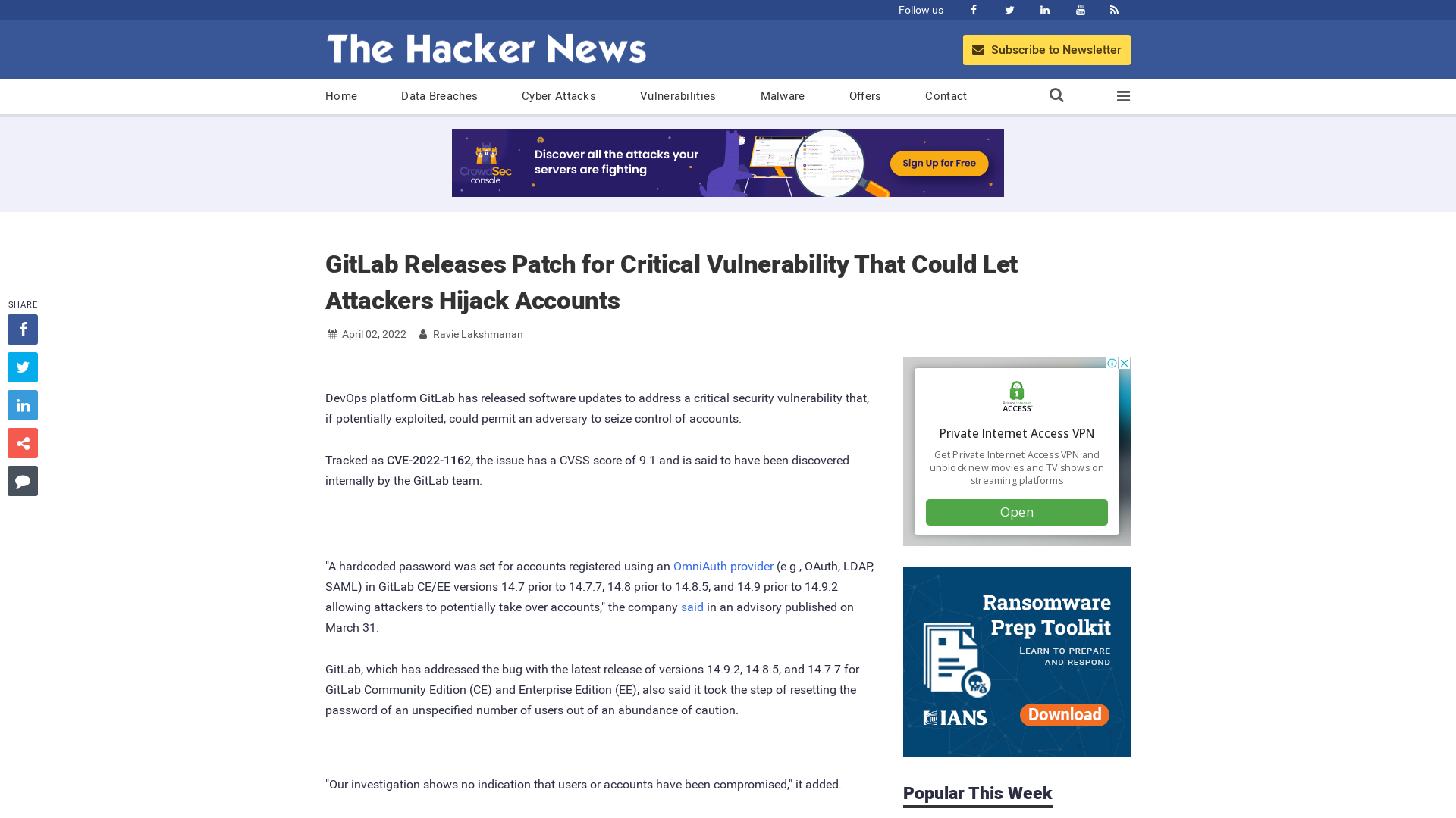 GitLab Releases Patch for Critical Vulnerability That Could Let Attackers Hijack Accounts
