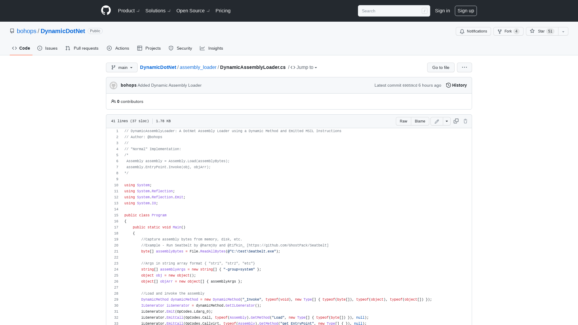 DynamicDotNet/DynamicAssemblyLoader.cs at main · bohops/DynamicDotNet · GitHub
