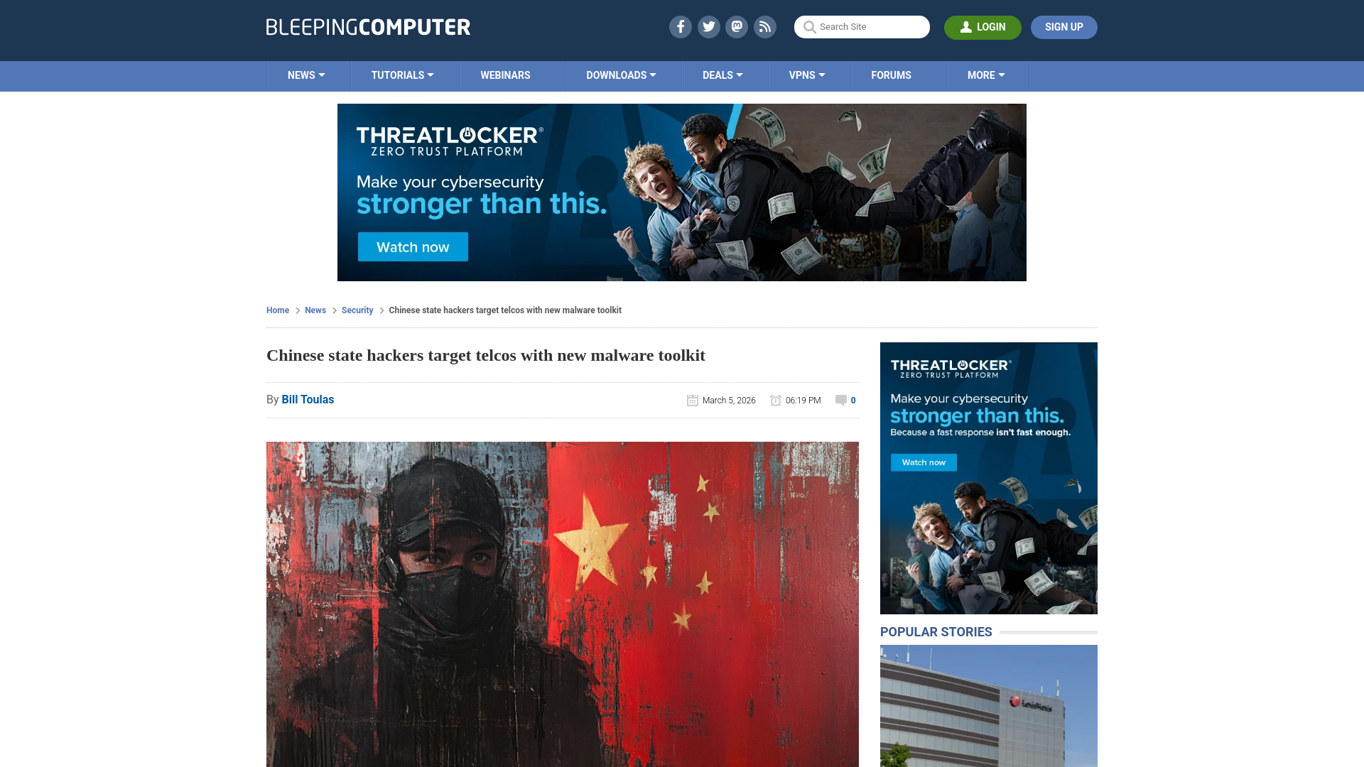 Chinese state hackers target telcos with new malware toolkit