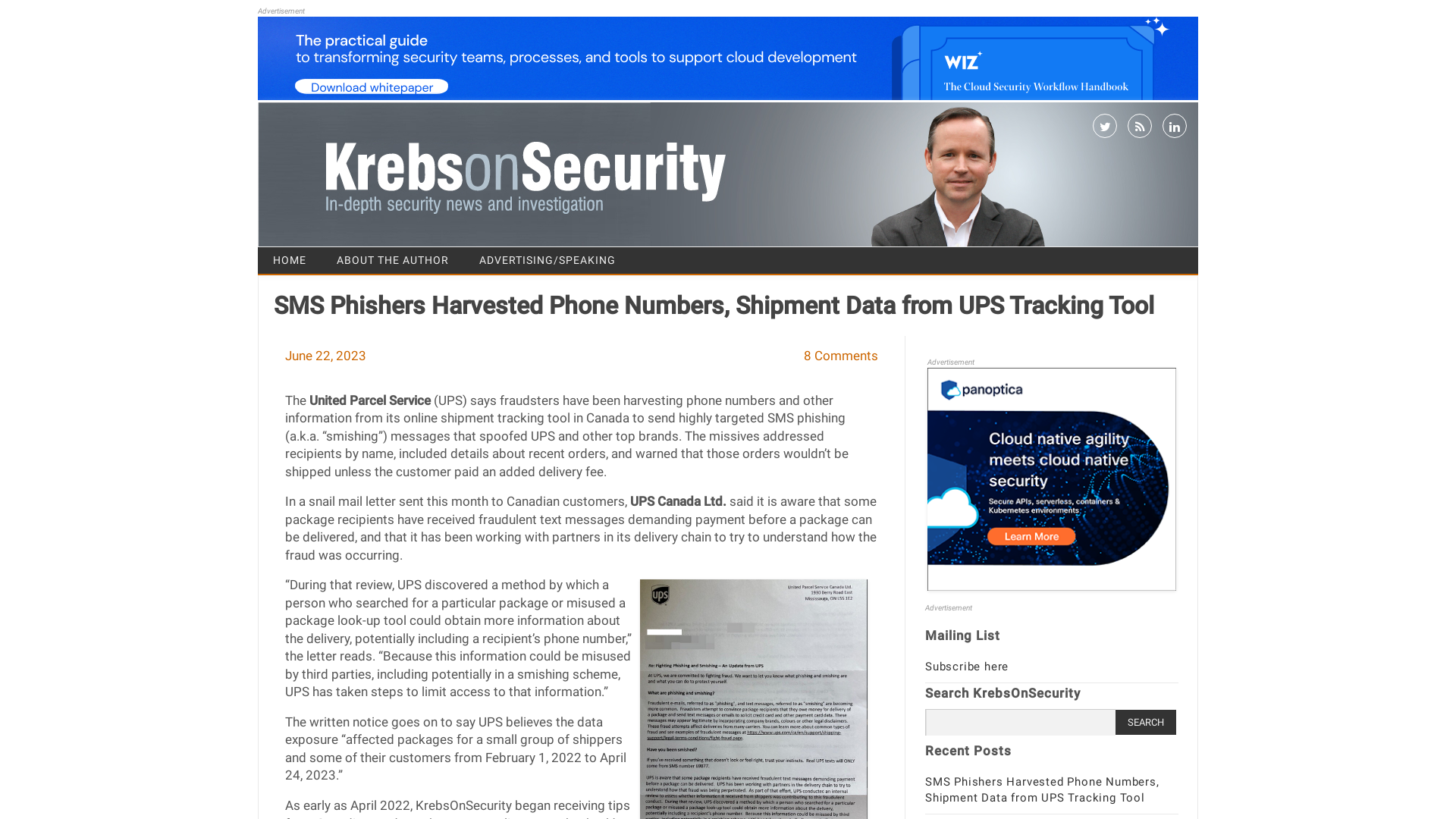 SMS Phishers Harvested Phone Numbers, Shipment Data from UPS Tracking Tool – Krebs on Security