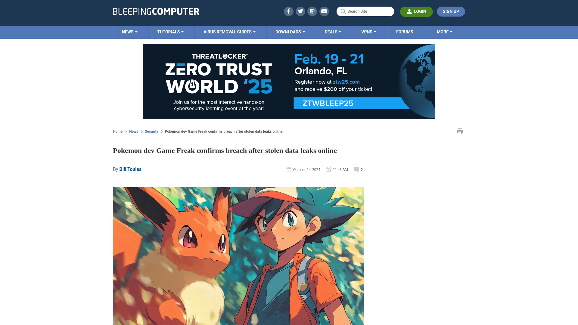 Pokemon dev Game Freak confirms breach after stolen data leaks online