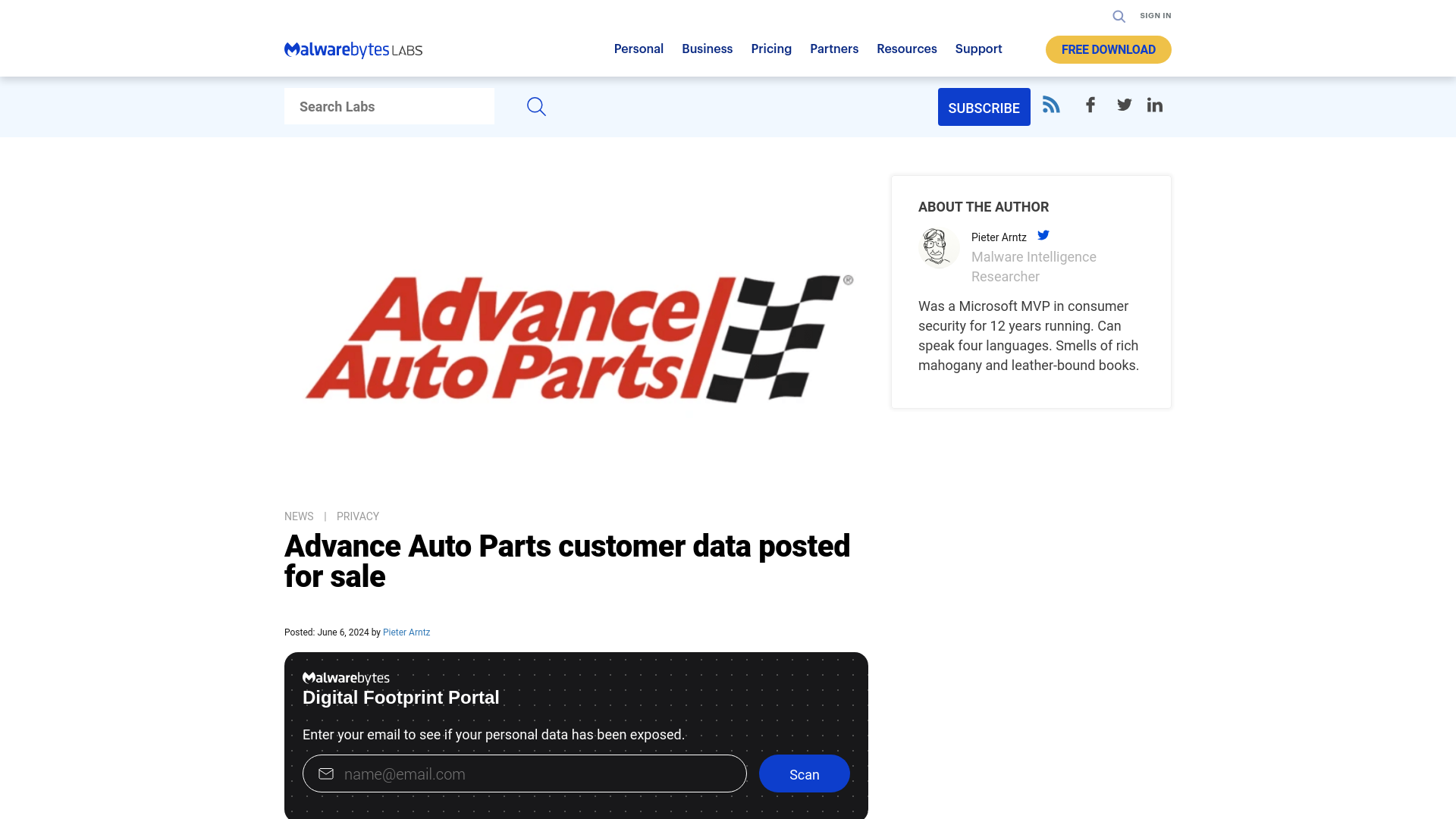 Advance Auto Parts customer data posted for sale | Malwarebytes