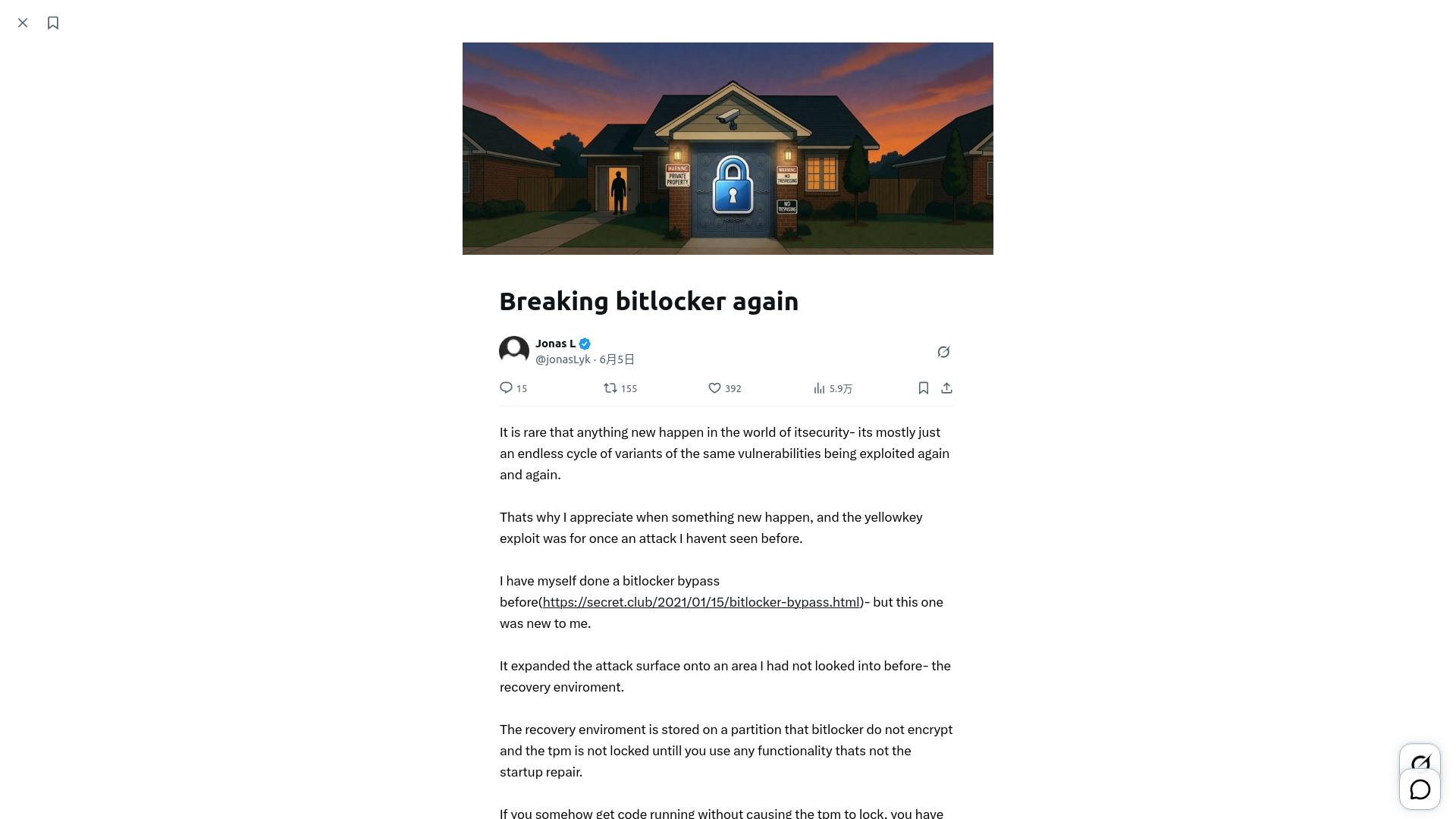 Breaking bitlocker again | X