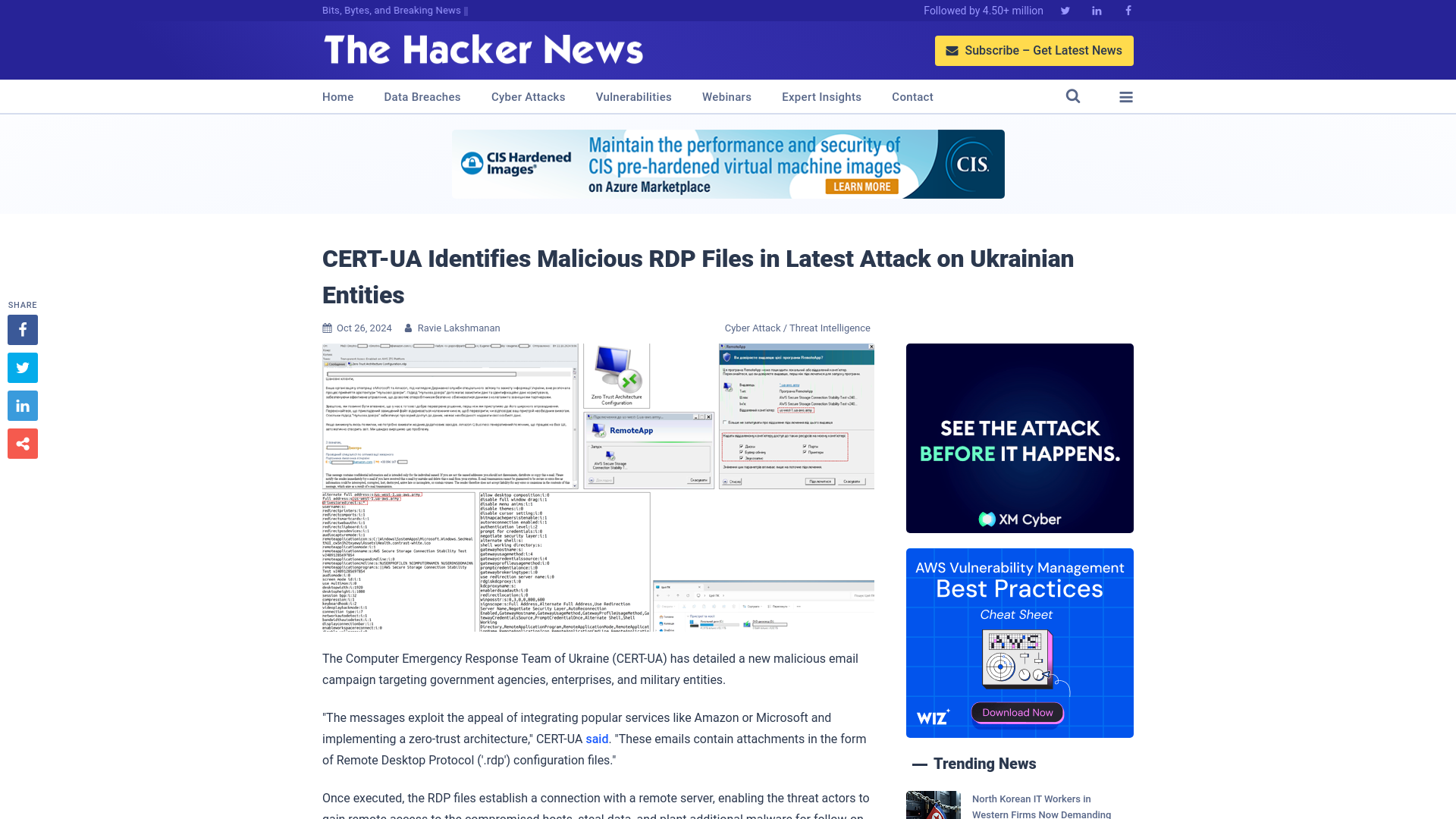 CERT-UA Identifies Malicious RDP Files in Latest Attack on Ukrainian Entities