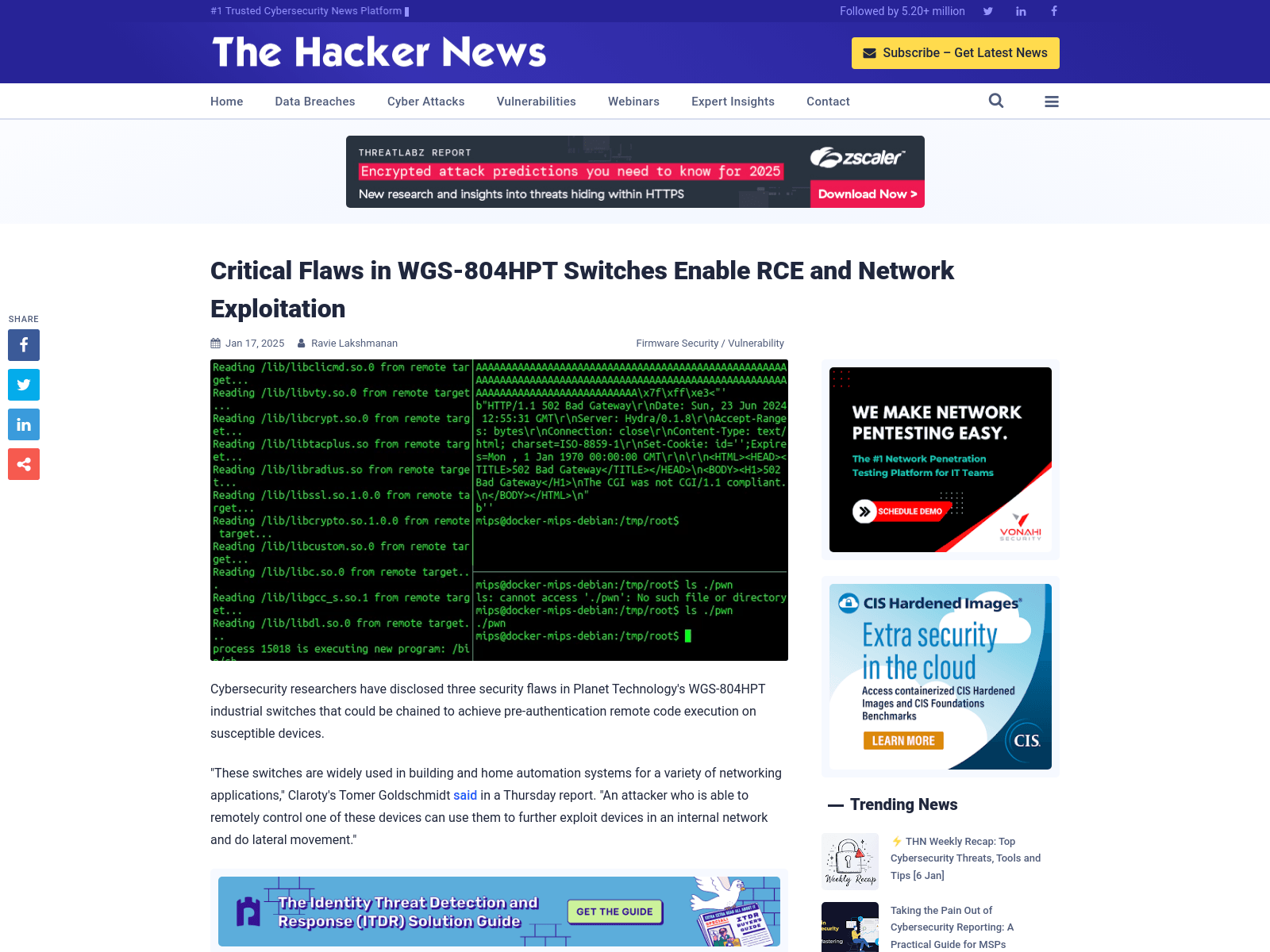 Critical Flaws in WGS-804HPT Switches Enable RCE and Network Exploitation