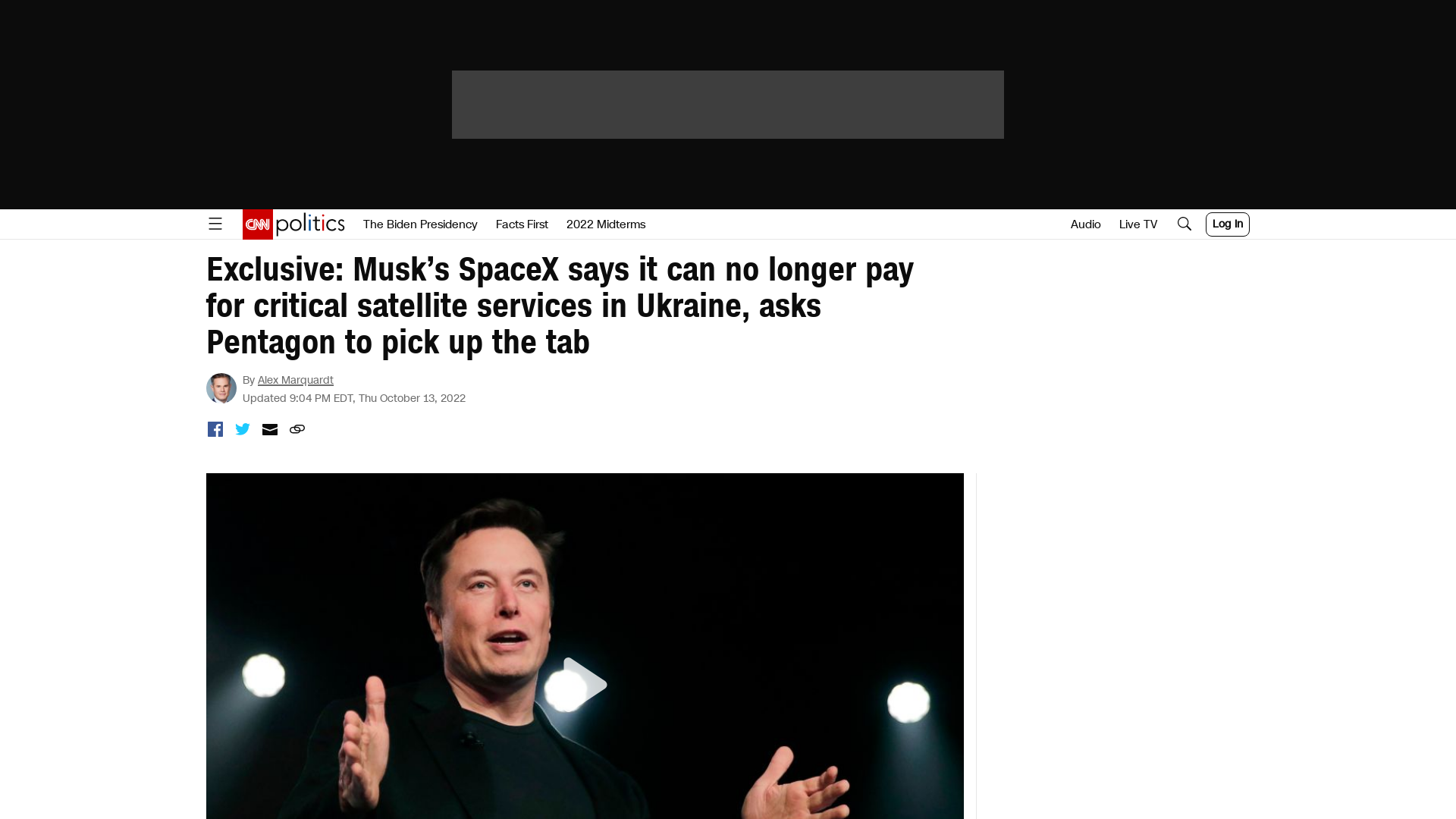 Exclusive: Musk's SpaceX says it can no longer pay for critical satellite services in Ukraine, asks Pentagon to pick up the tab | CNN Politics