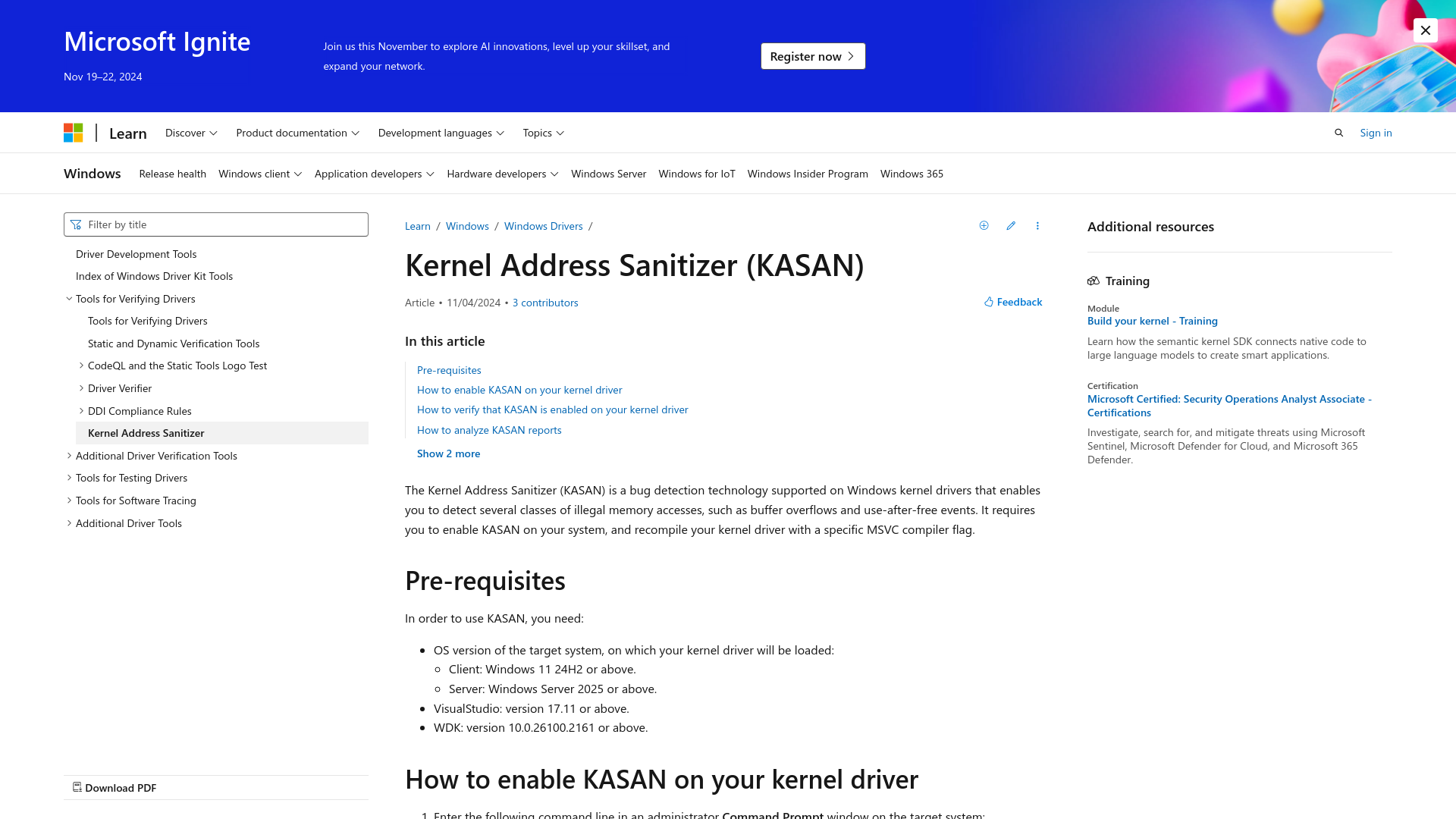 Kernel Address Sanitizer - Windows drivers | Microsoft Learn