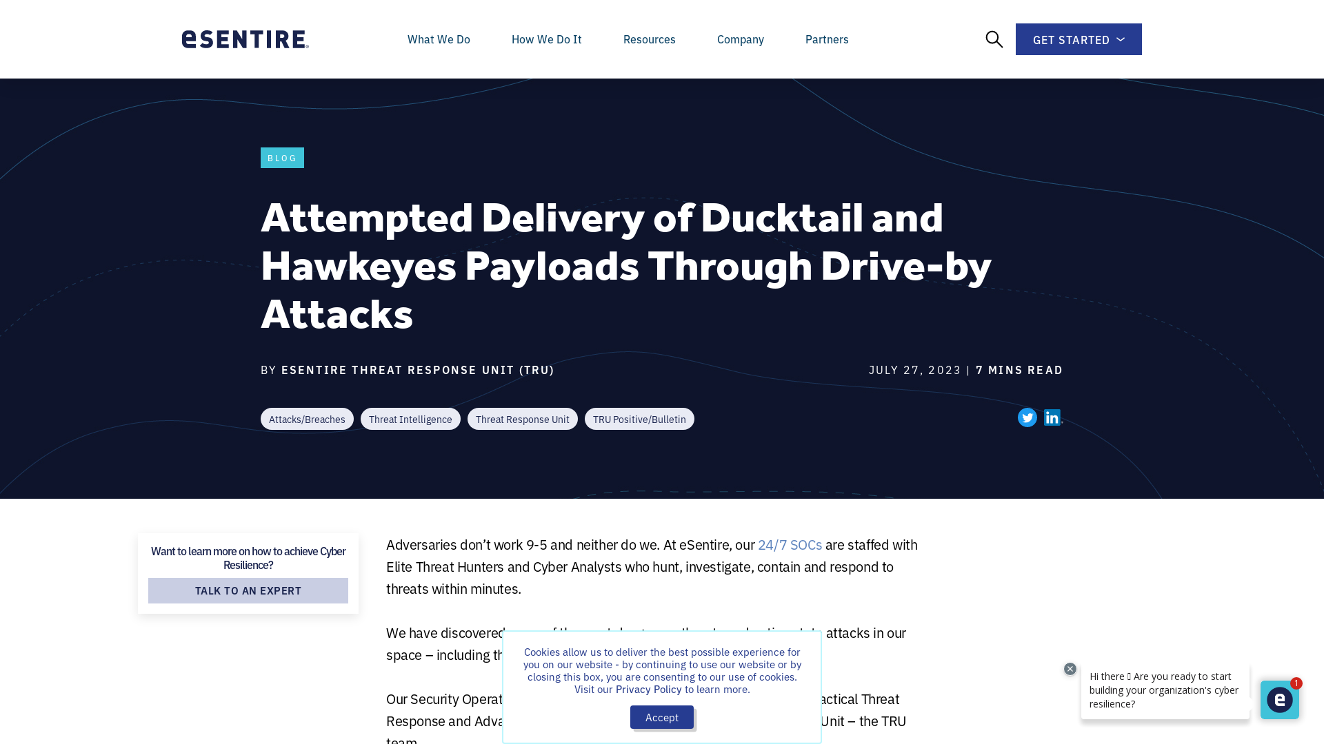 eSentire | Attempted Delivery of Ducktail and Hawkeyes Payloads…