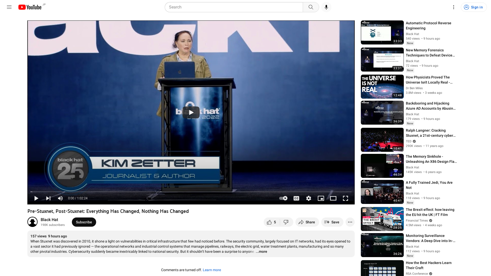 Pre-Stuxnet, Post-Stuxnet: Everything Has Changed, Nothing Has Changed - YouTube