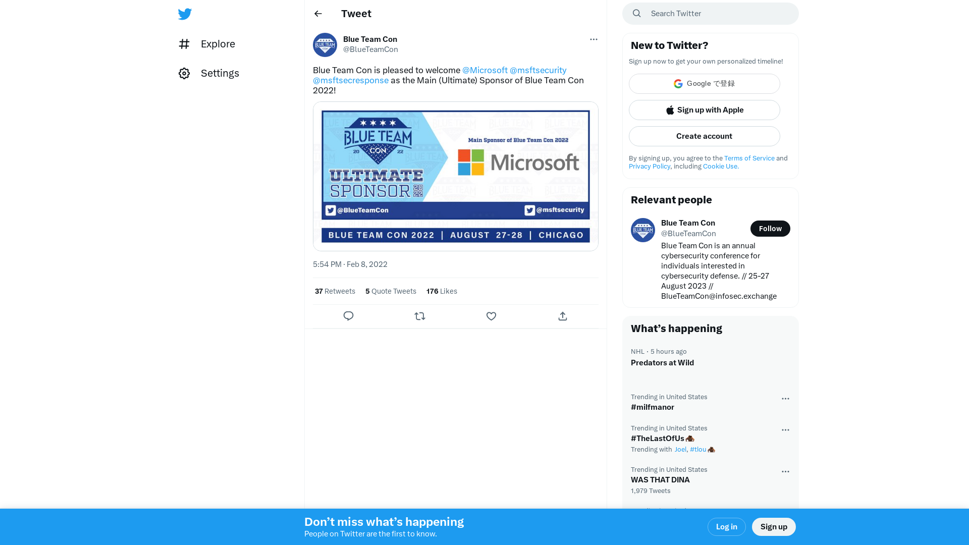 Blue Team Con on Twitter: "Blue Team Con is pleased to welcome @Microsoft @msftsecurity @msftsecresponse as the Main (Ultimate) Sponsor of Blue Team Con 2022! https://t.co/PFi24aH6RV" / Twitter