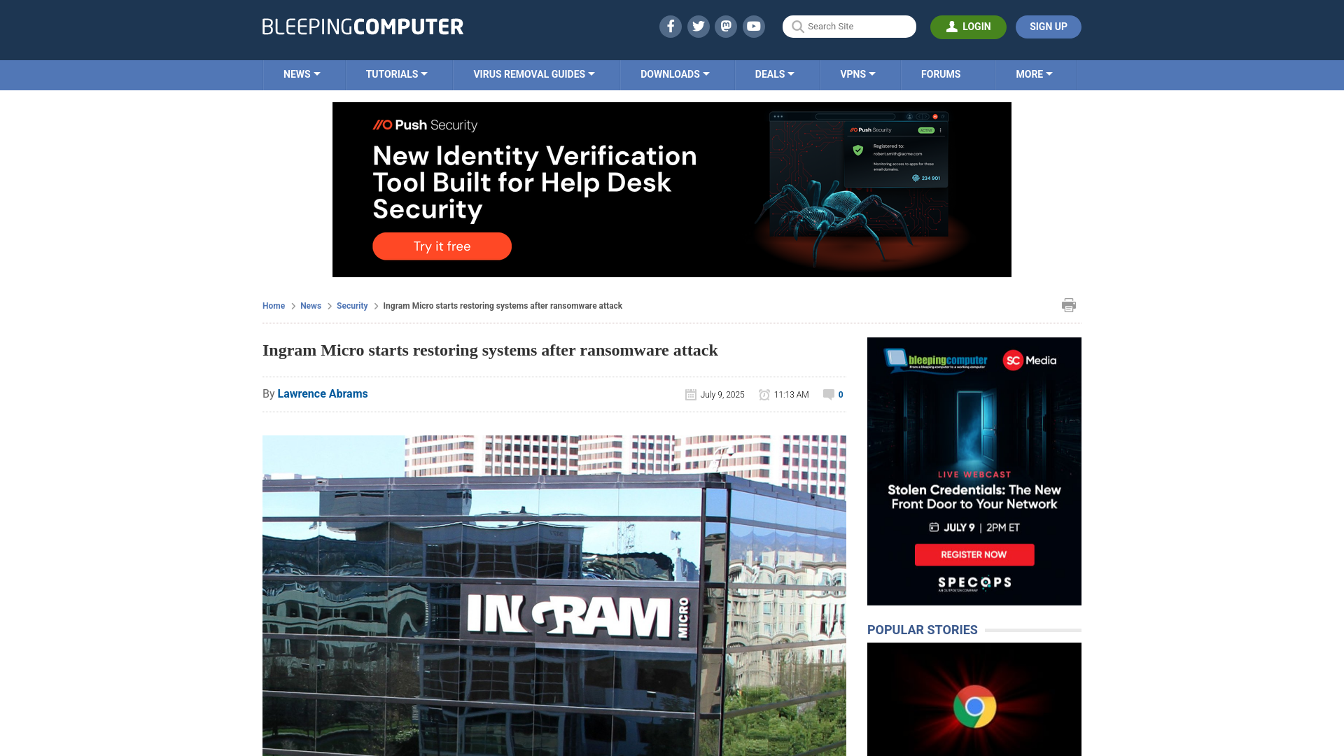 Ingram Micro starts restoring systems after ransomware attack