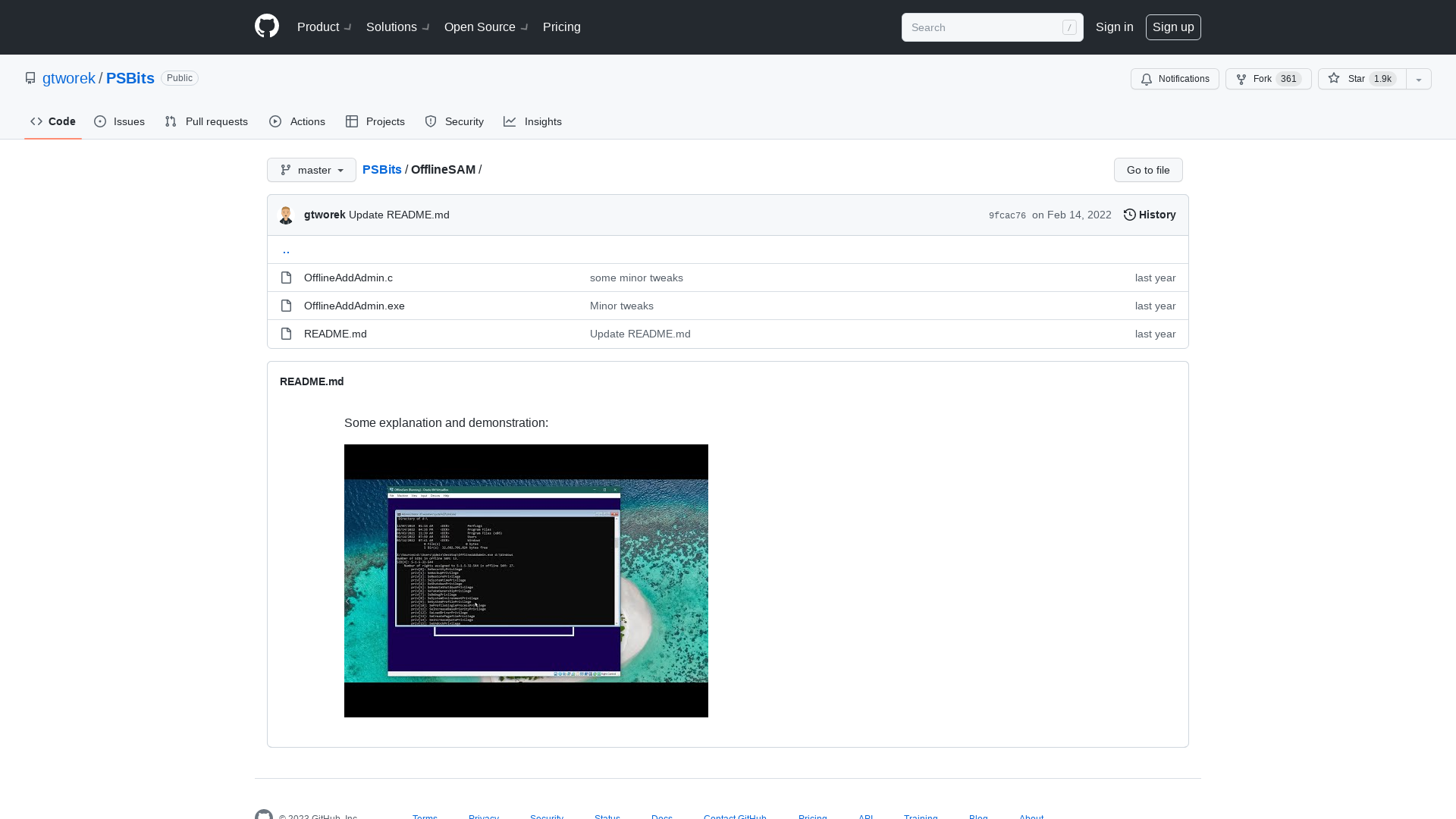 PSBits/OfflineSAM at master · gtworek/PSBits · GitHub