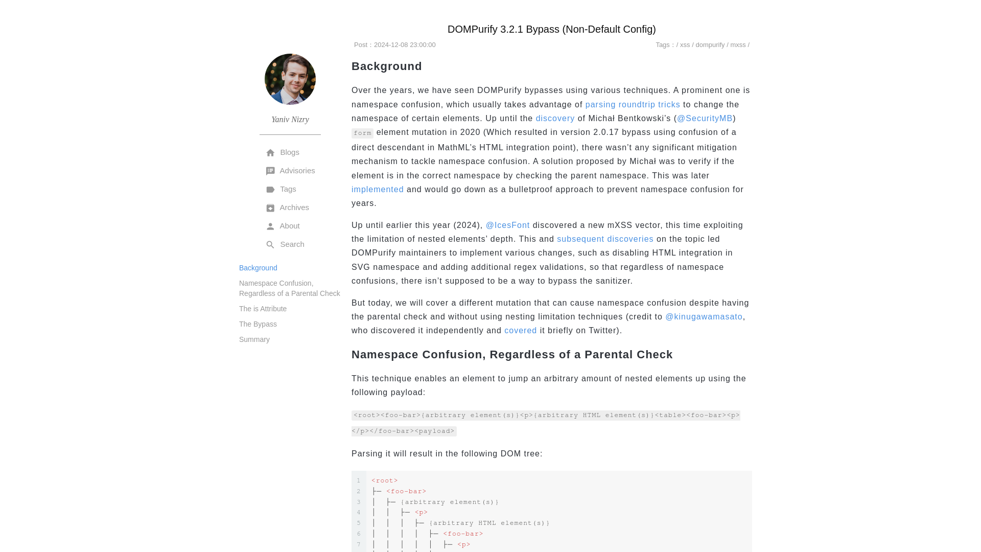 DOMPurify 3.2.1 Bypass (Non-Default Config) - YNizry