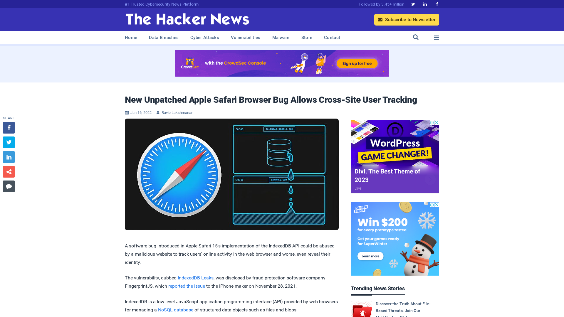 New Unpatched Apple Safari Browser Bug Allows Cross-Site User Tracking