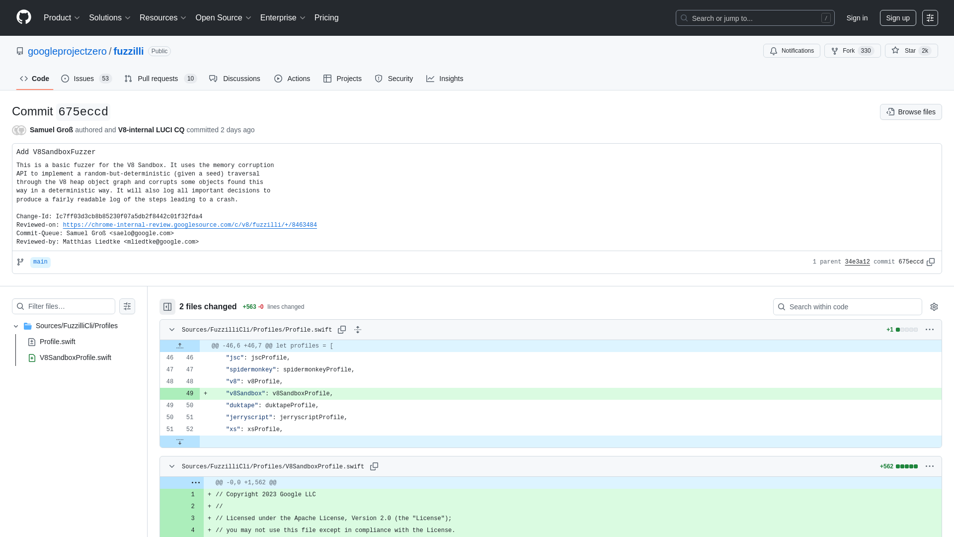 Add V8SandboxFuzzer · googleprojectzero/fuzzilli@675eccd · GitHub
