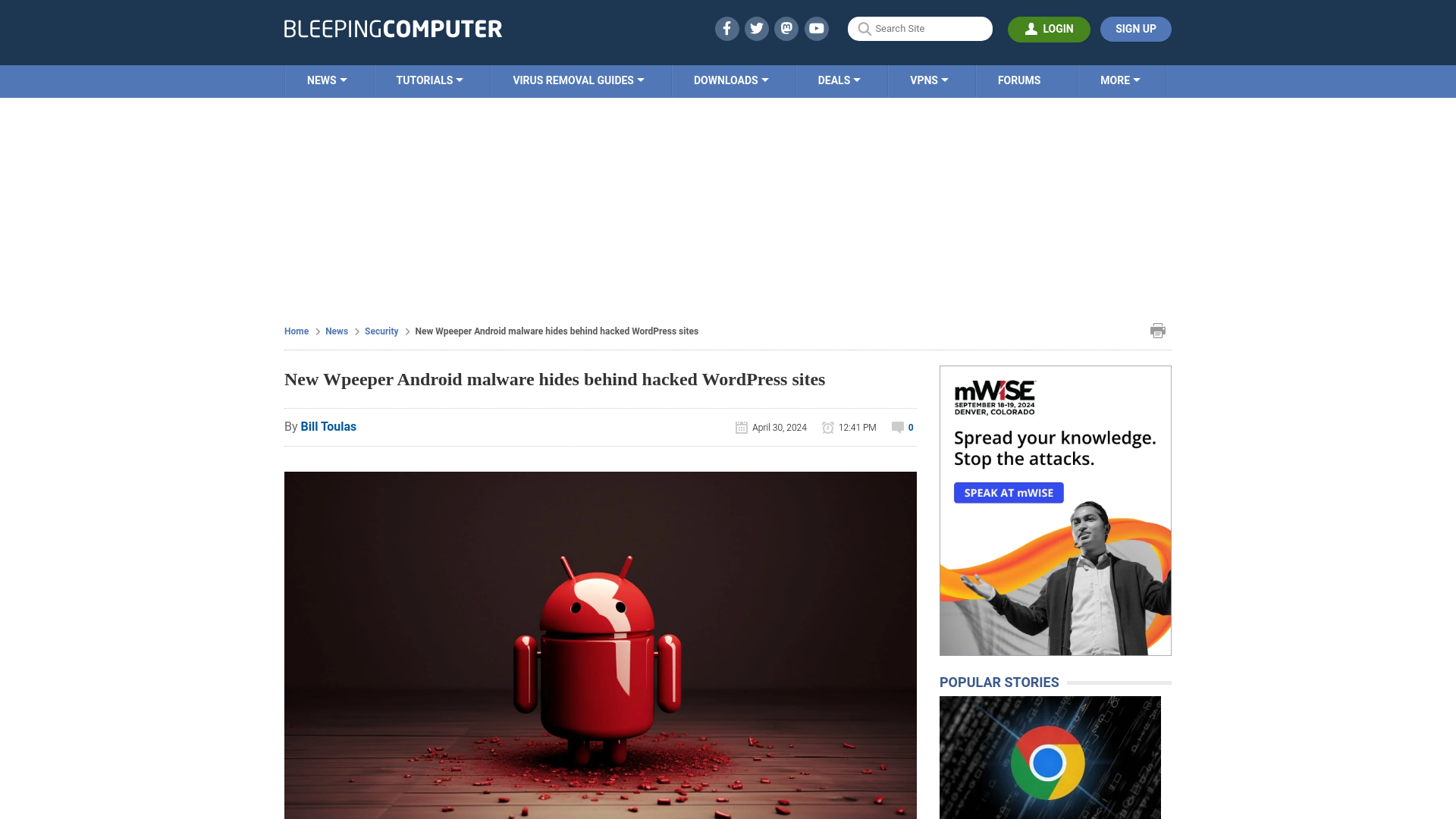 New Wpeeper Android malware hides behind hacked WordPress sites