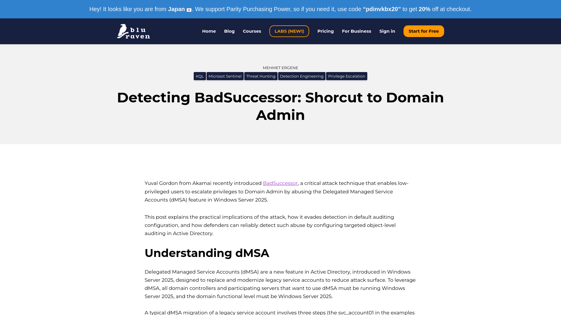 Detecting BadSuccessor: Shorcut to Domain Admin