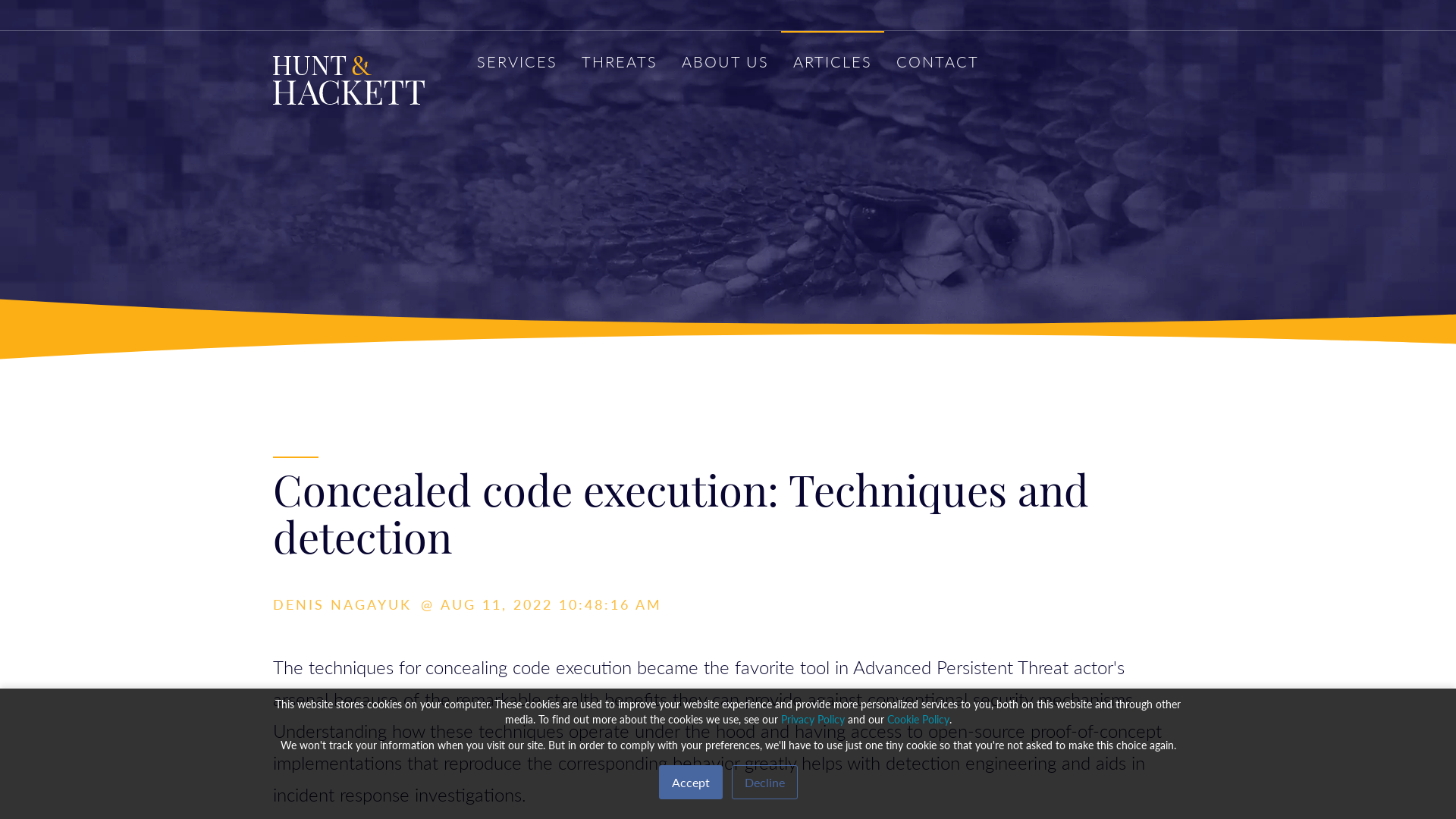 Concealed code execution: Techniques and detection