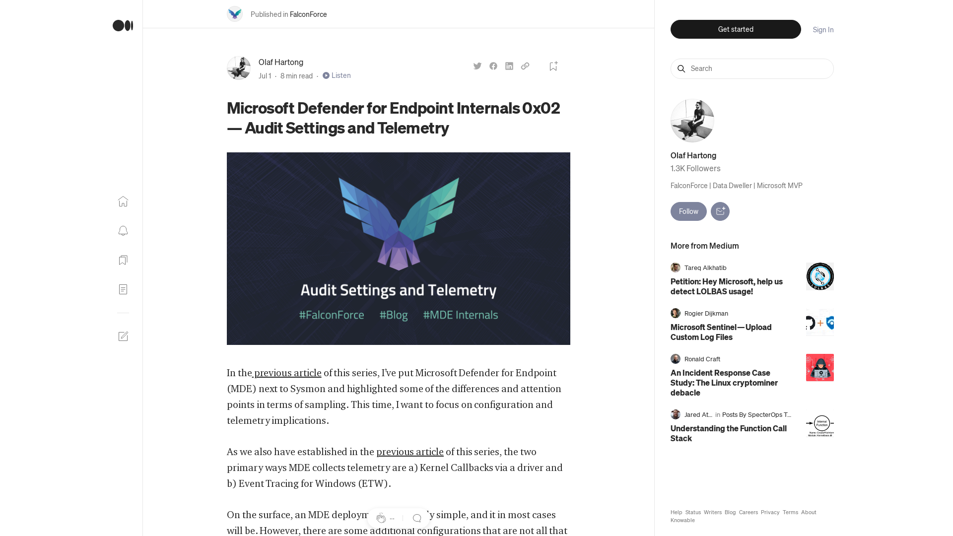 Microsoft Defender for Endpoint Internals 0x02 — Audit Settings and Telemetry | by Olaf Hartong | FalconForce | Jul, 2022 | Medium
