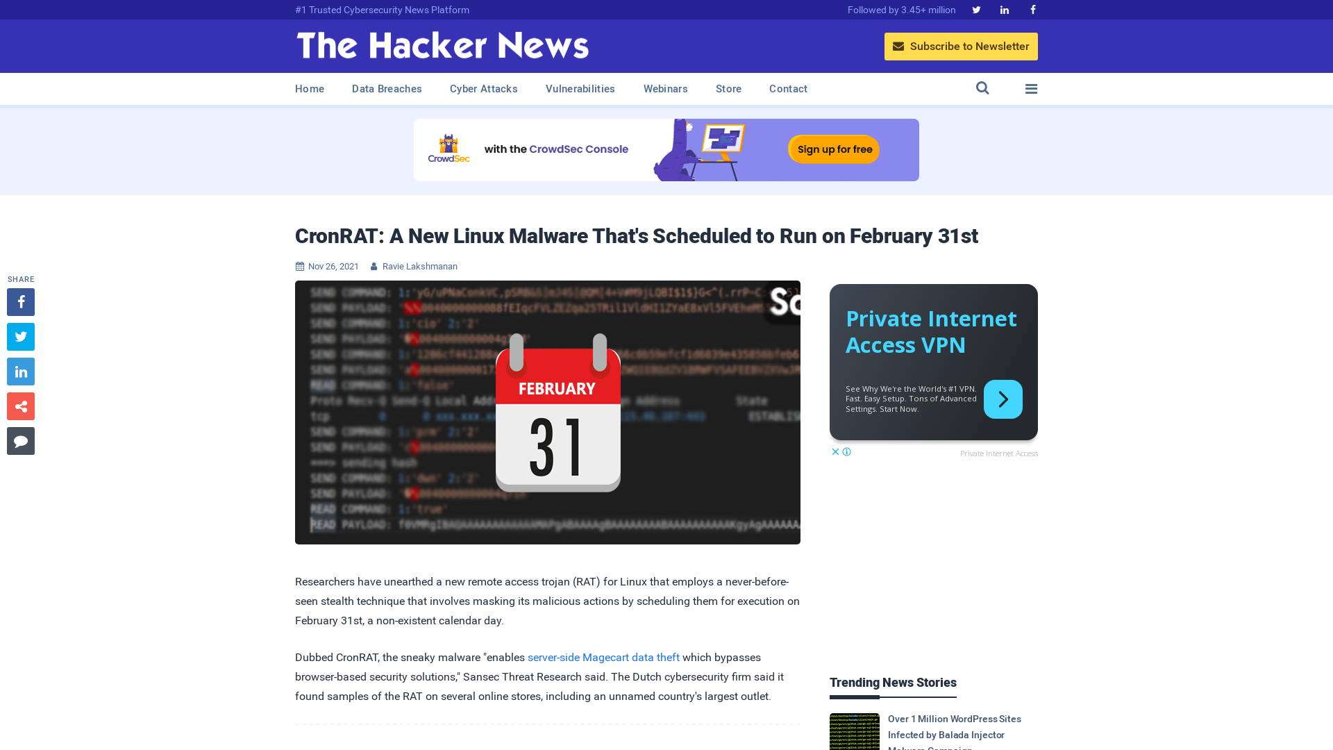 CronRAT: A New Linux Malware That's Scheduled to Run on February 31st