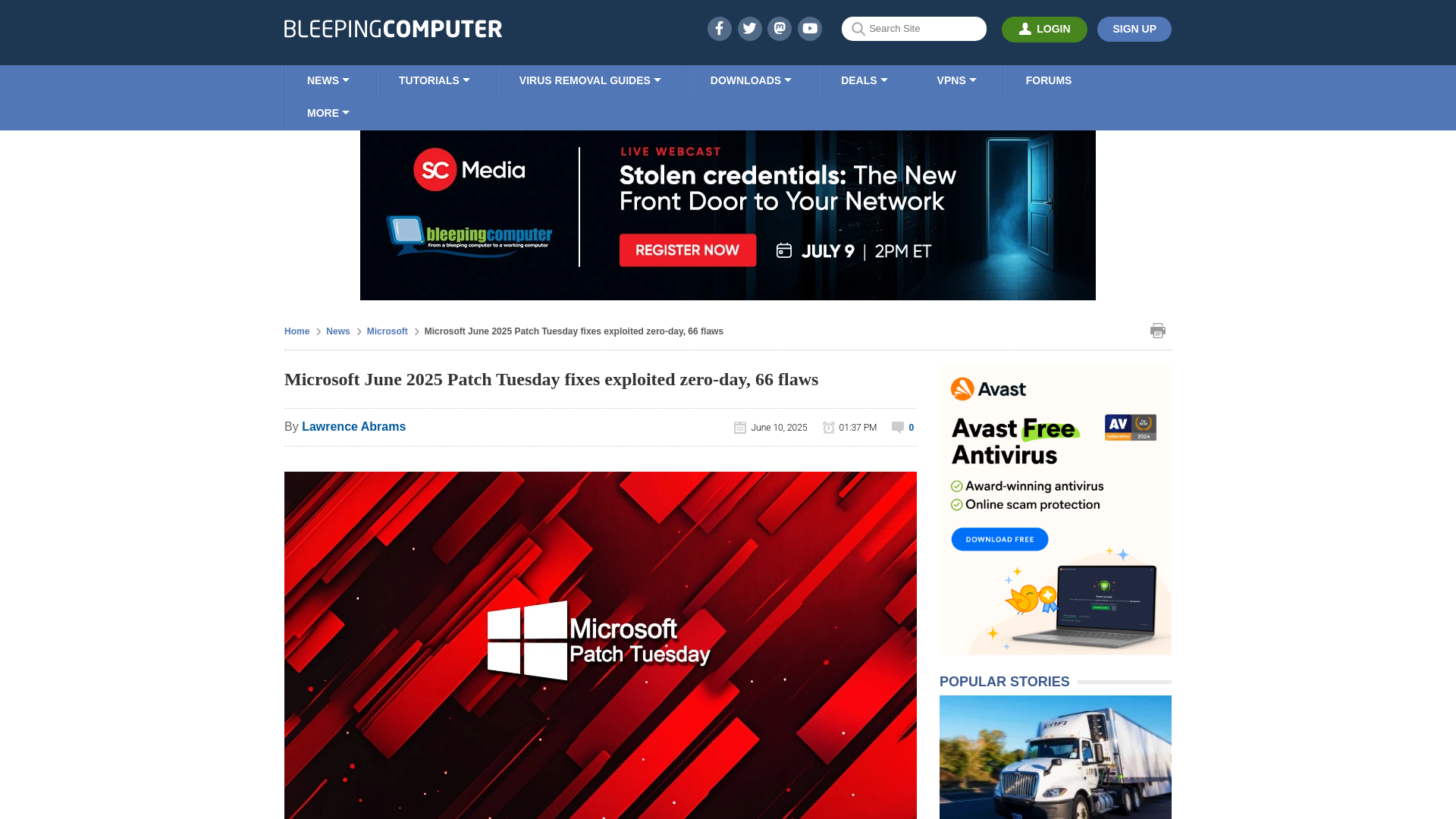 Microsoft June 2025 Patch Tuesday fixes exploited zero-day, 66 flaws