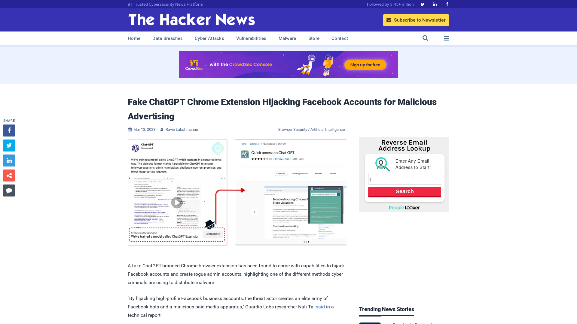 Fake ChatGPT Chrome Extension Hijacking Facebook Accounts for Malicious Advertising