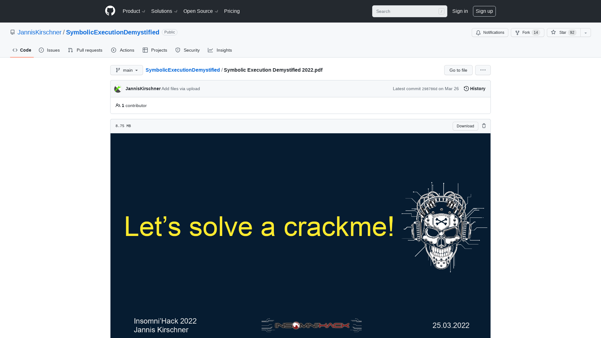 SymbolicExecutionDemystified/Symbolic Execution Demystified 2022.pdf at main · JannisKirschner/SymbolicExecutionDemystified · GitHub