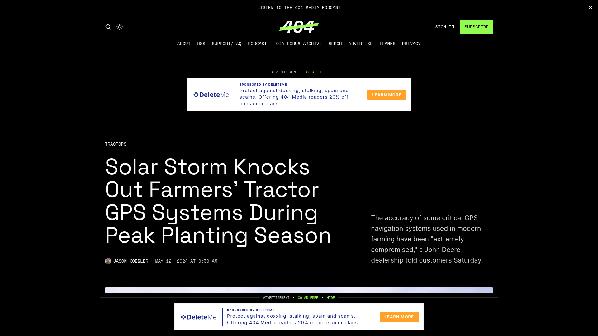 Solar Storm Knocks Out Farmers' Tractor GPS Systems During Peak Planting Season