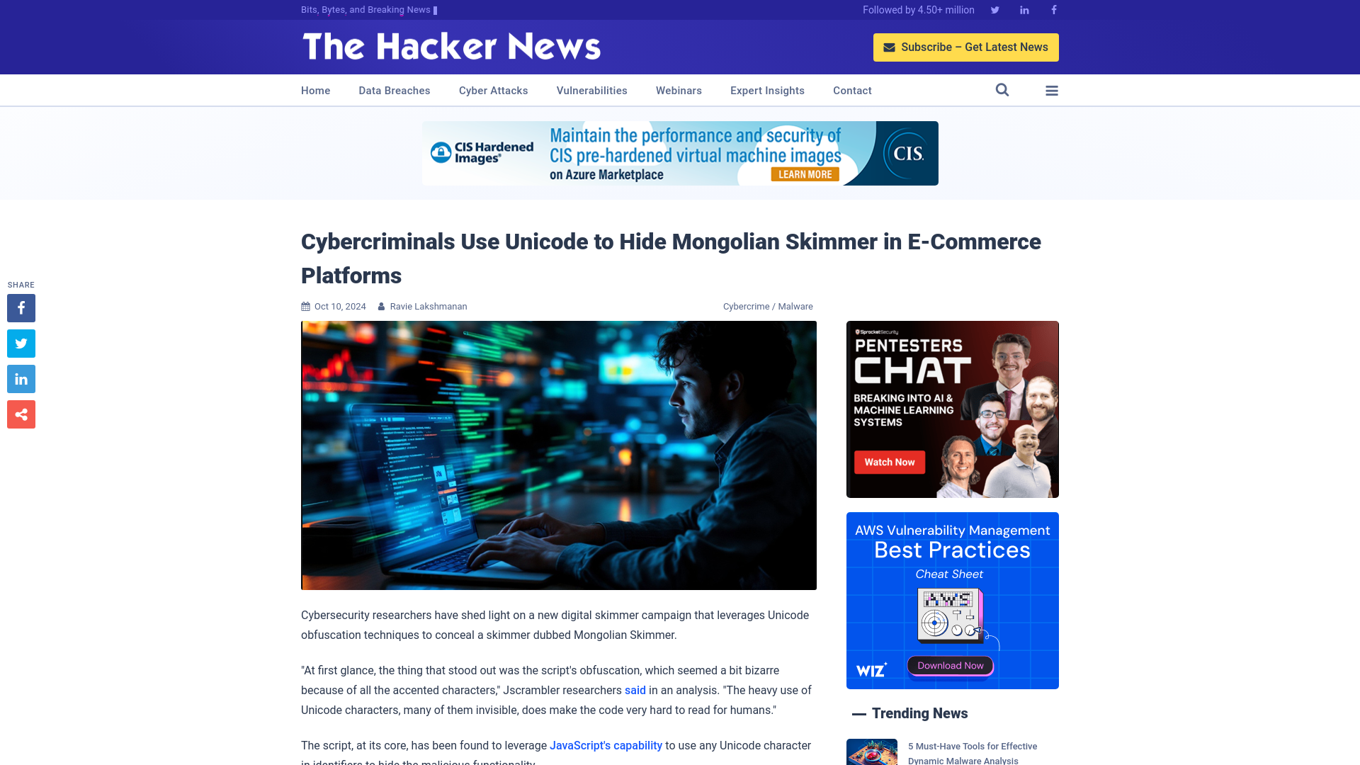 Cybercriminals Use Unicode to Hide Mongolian Skimmer in E-Commerce Platforms