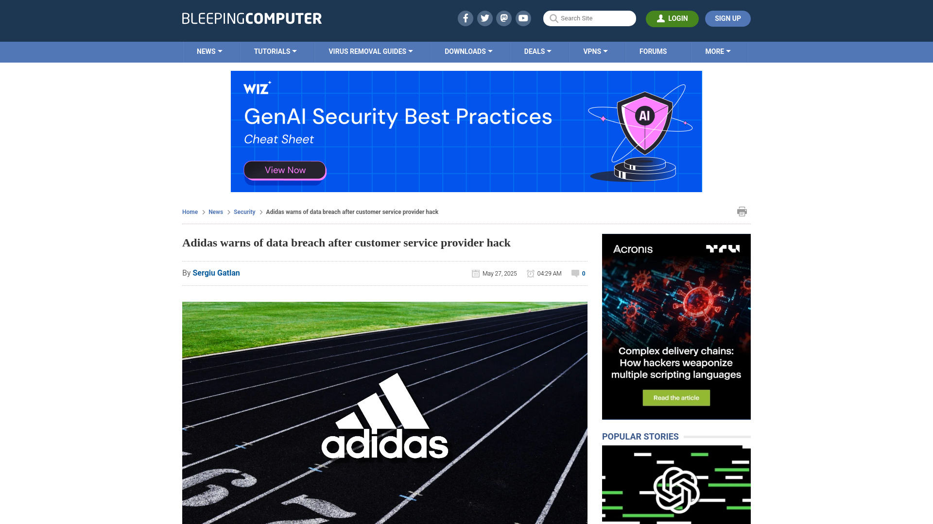 Adidas warns of data breach after customer service provider hack