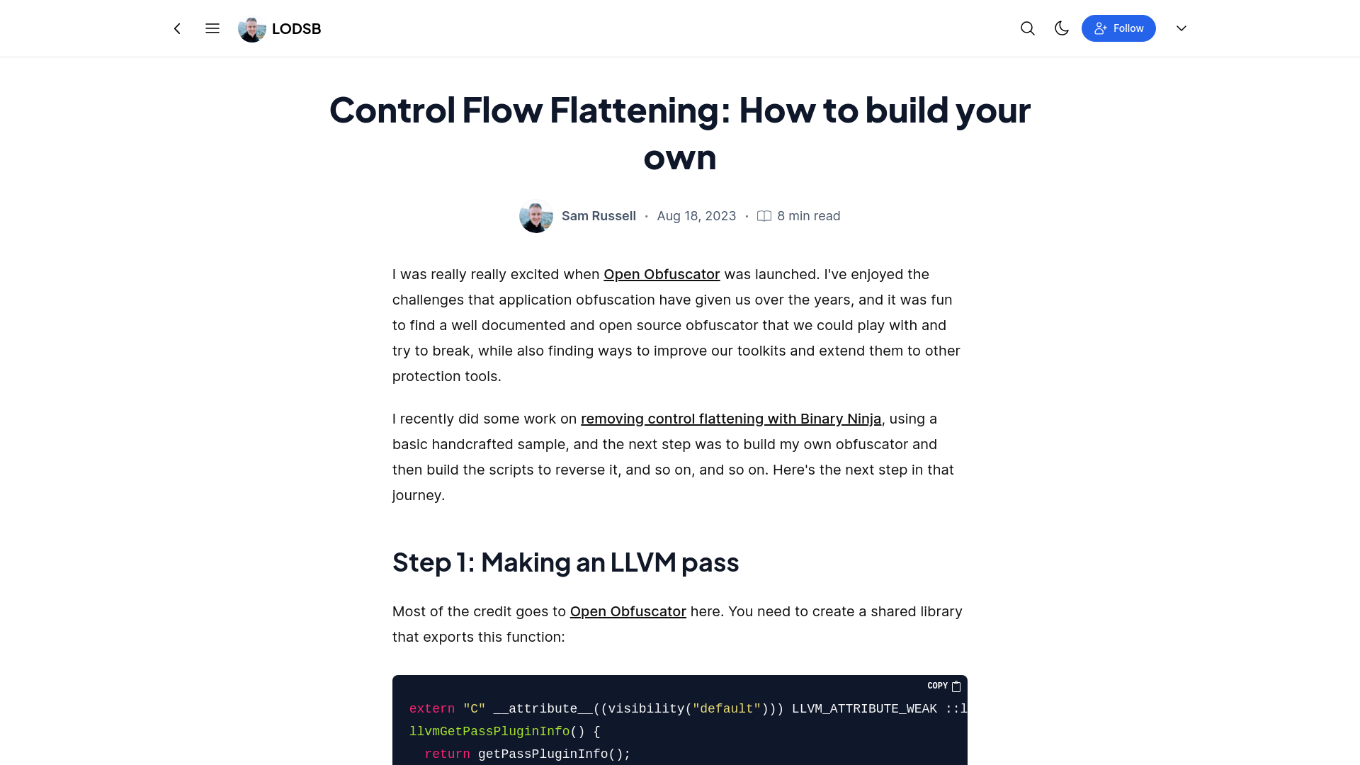 Control Flow Flattening: How to build your own