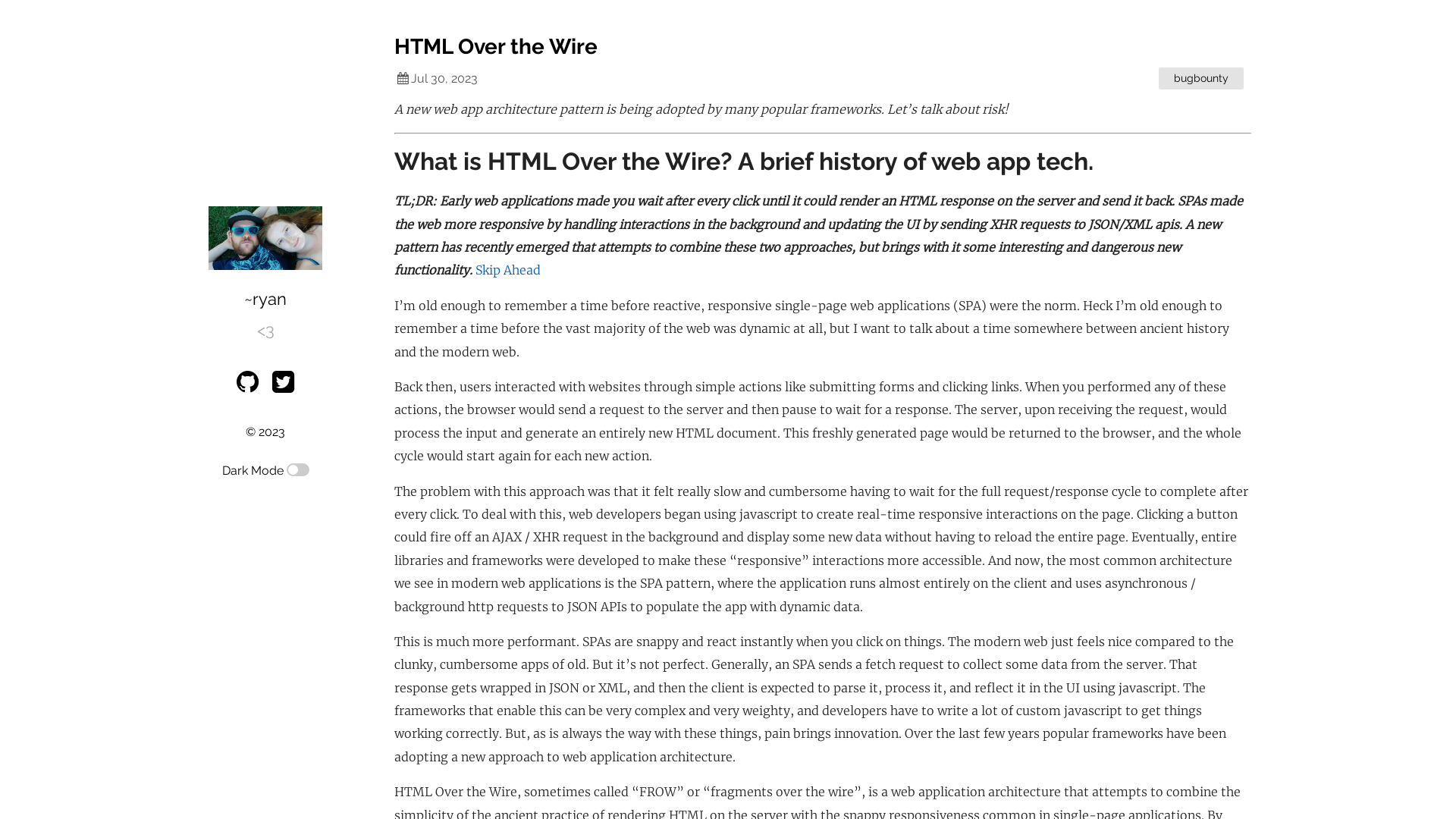 HTML Over the Wire