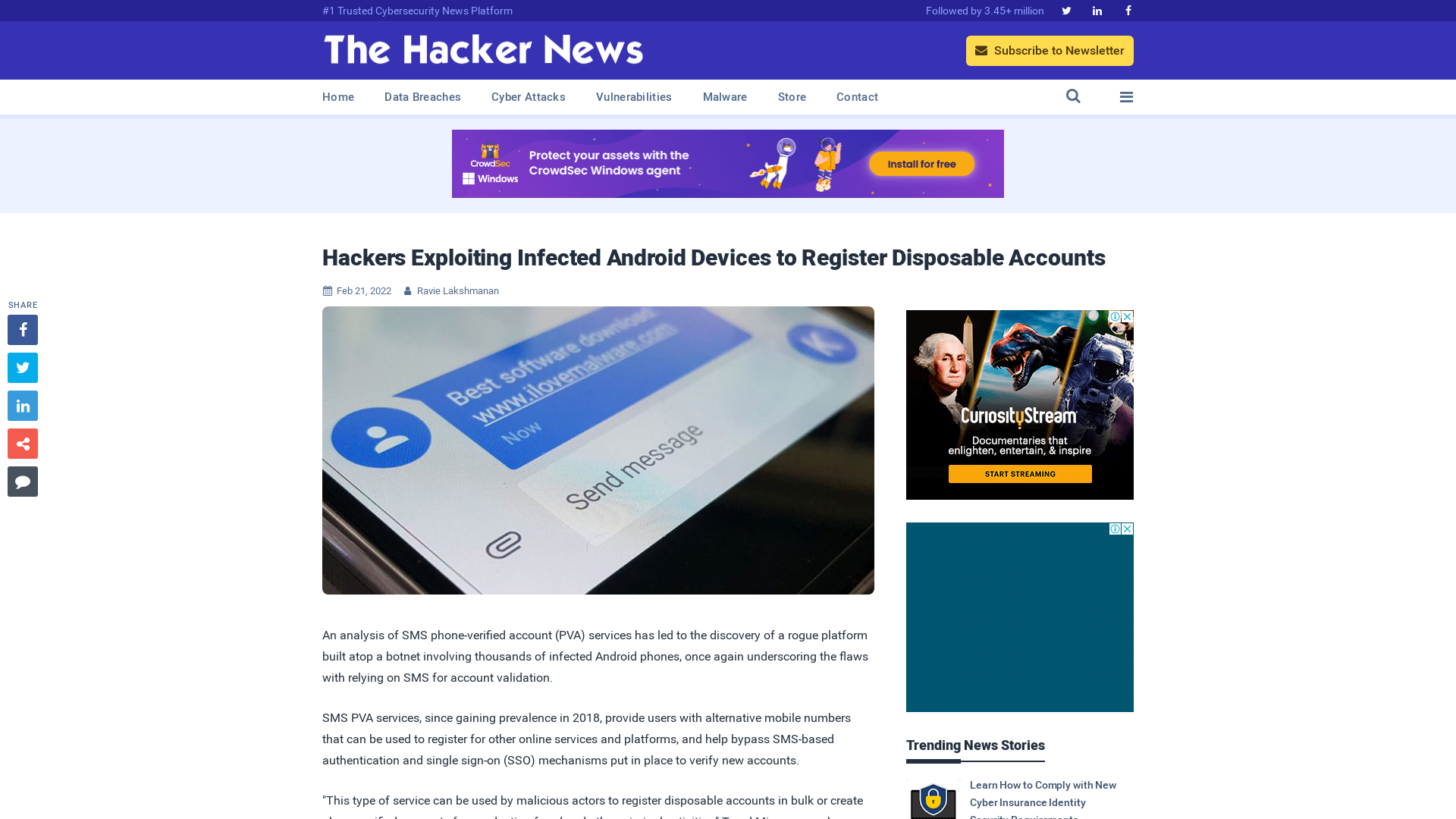Hackers Exploiting Infected Android Devices to Register Disposable Accounts