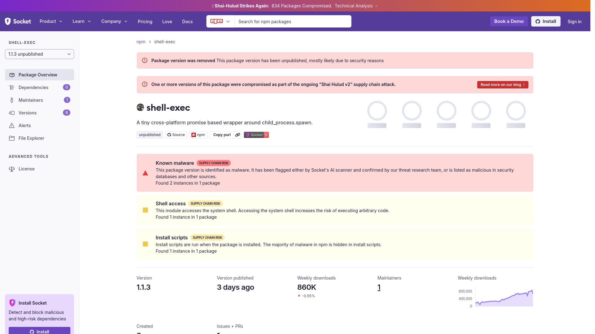 shell-exec - npm Package Security Analysis - Socket