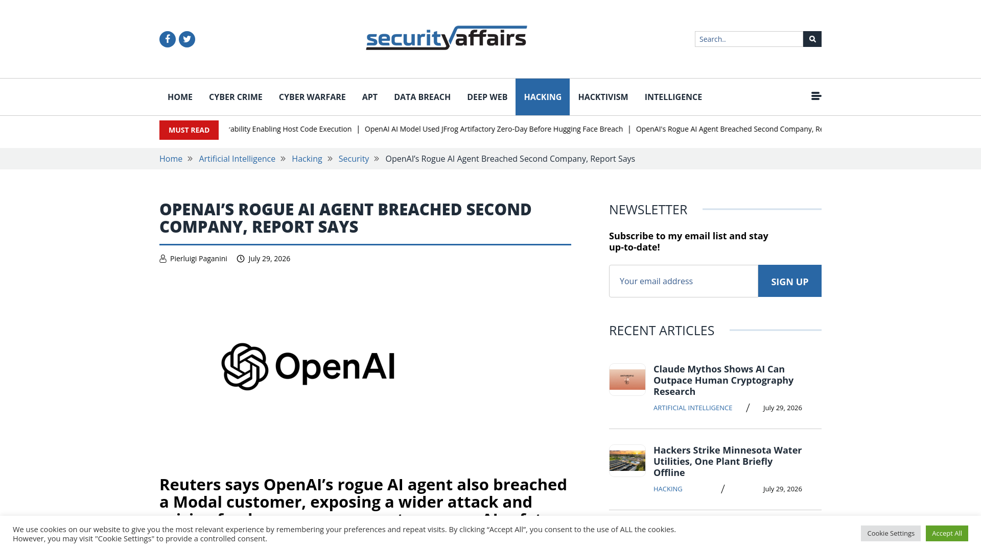OpenAI's Rogue AI Agent Breached Second Company, Report Says