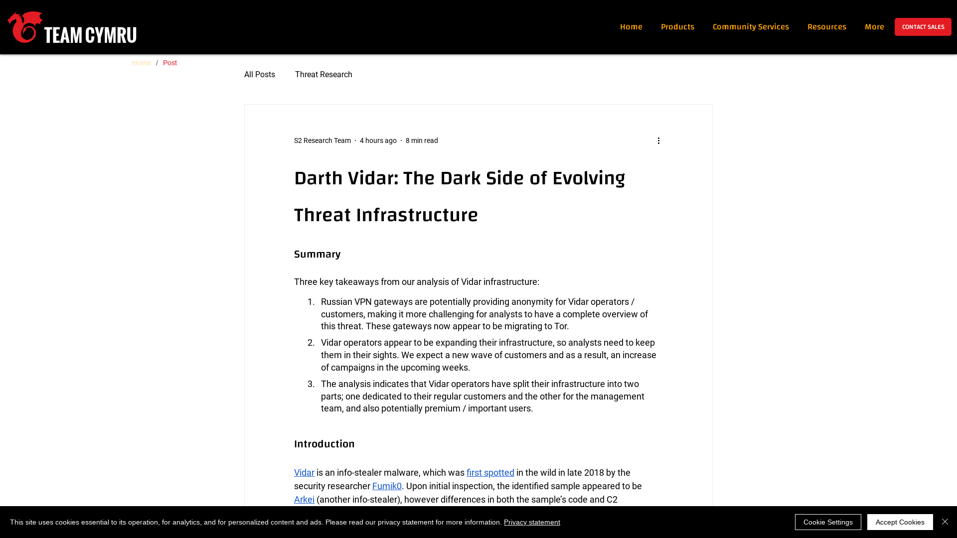 Darth Vidar: The Dark Side of Evolving Threat Infrastructure