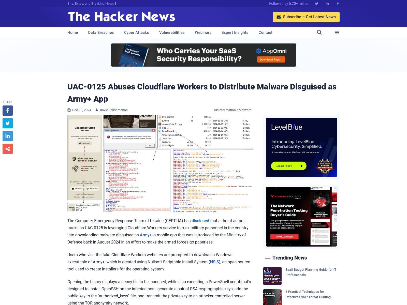 UAC-0125 Abuses Cloudflare Workers to Distribute Malware Disguised as Army+ App