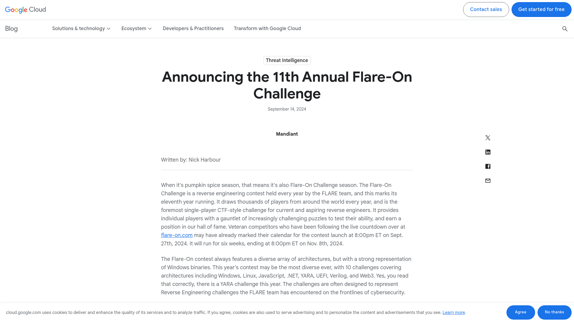 Announcing the 11th Annual Flare-On Challenge | Google Cloud Blog