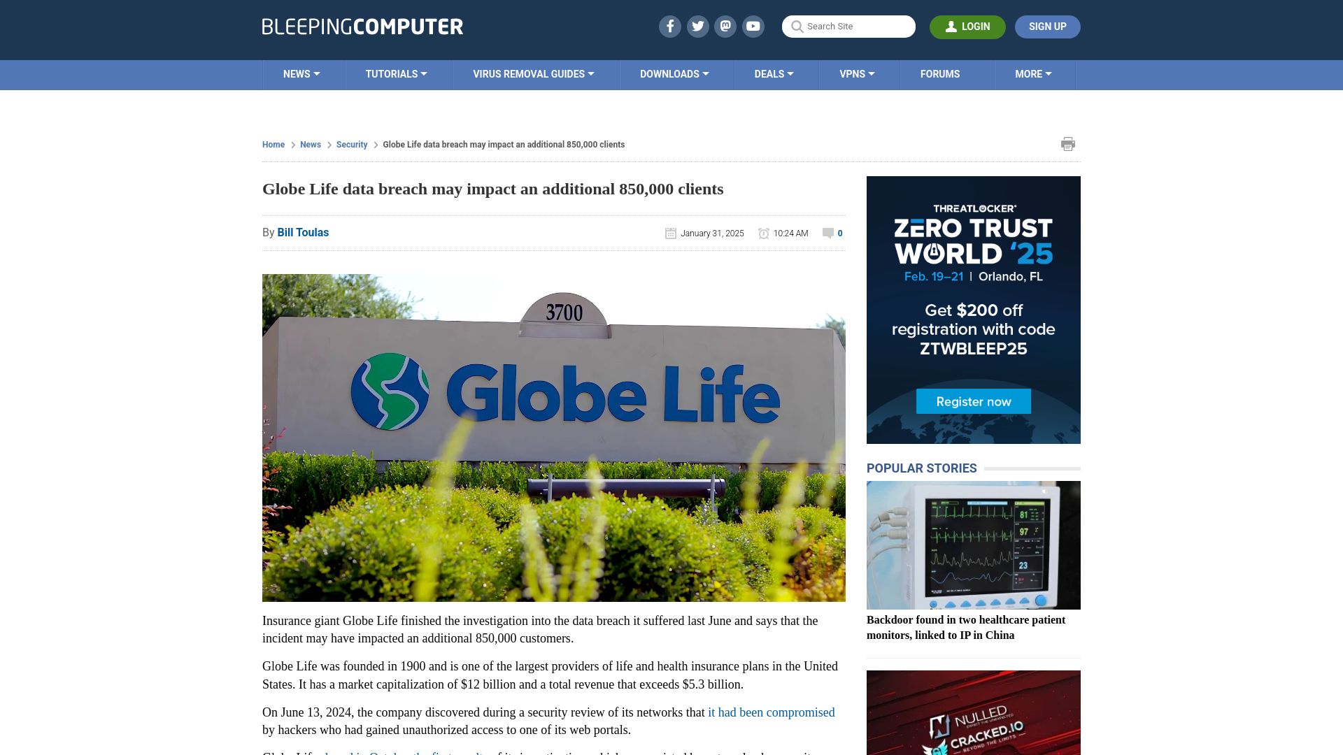 Globe Life data breach may impact an additional 850,000 clients