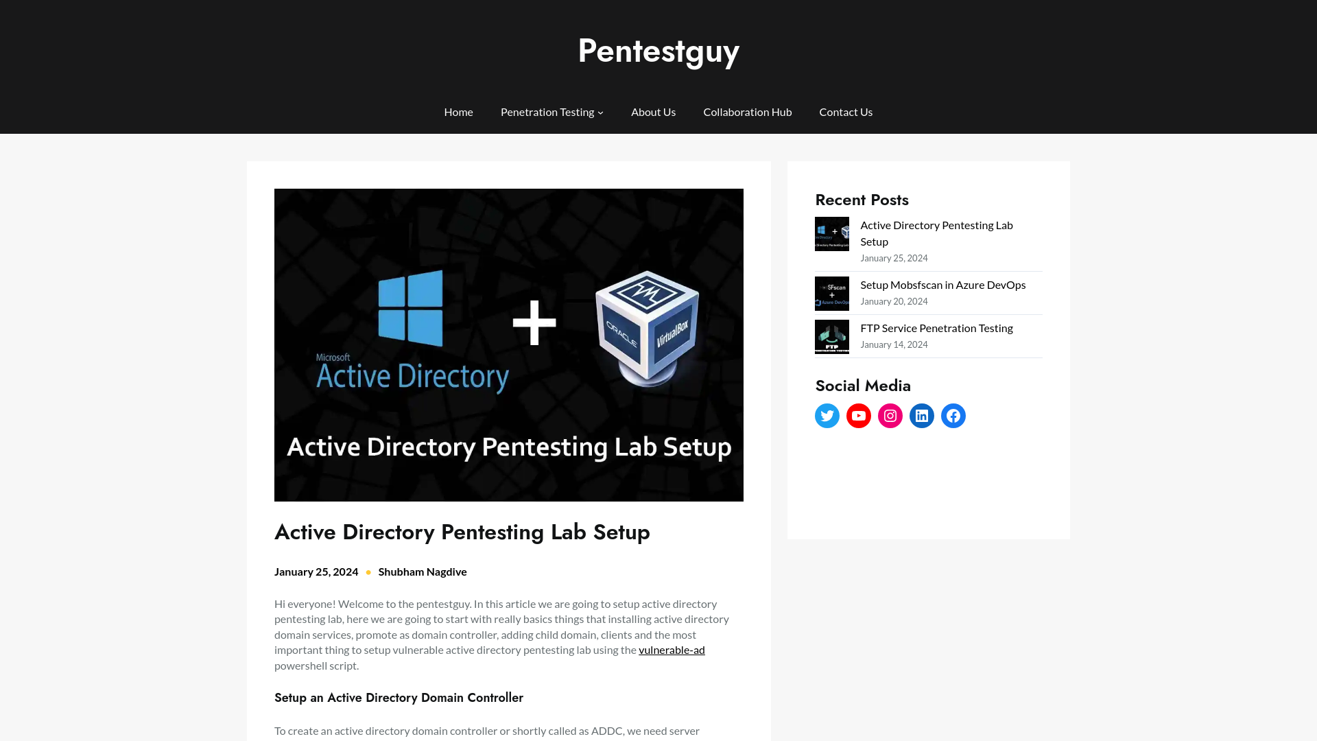 Active Directory Pentesting Lab Setup - Pentestguy