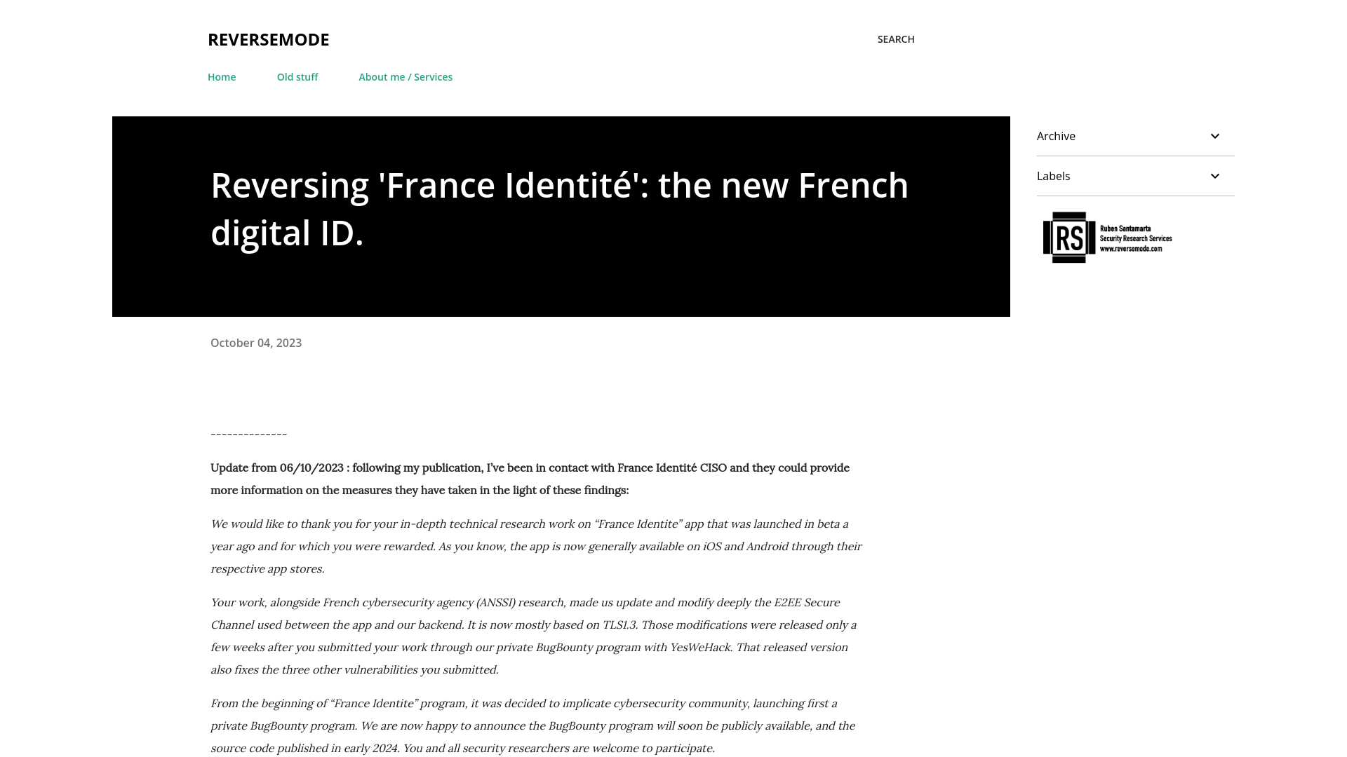 Reversing 'France Identité': the new French digital ID.