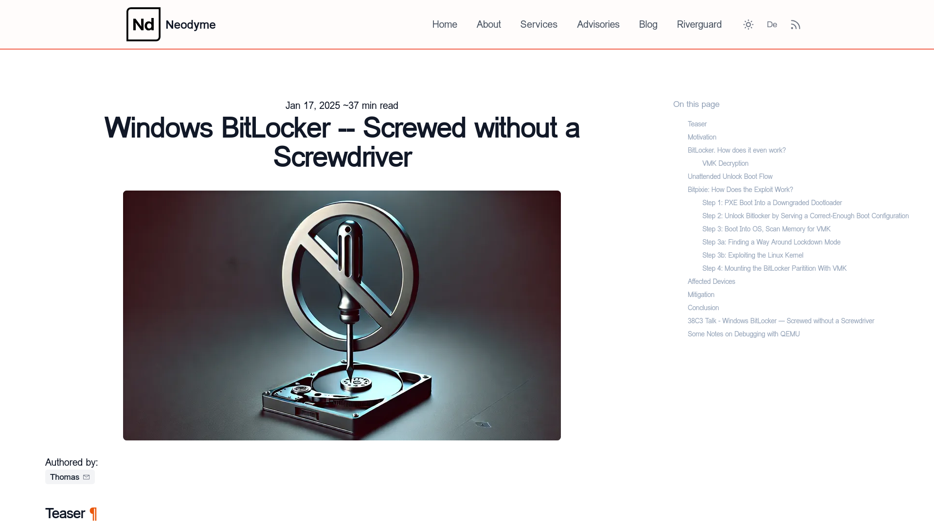 Windows BitLocker -- Screwed without a Screwdriver — Neodyme