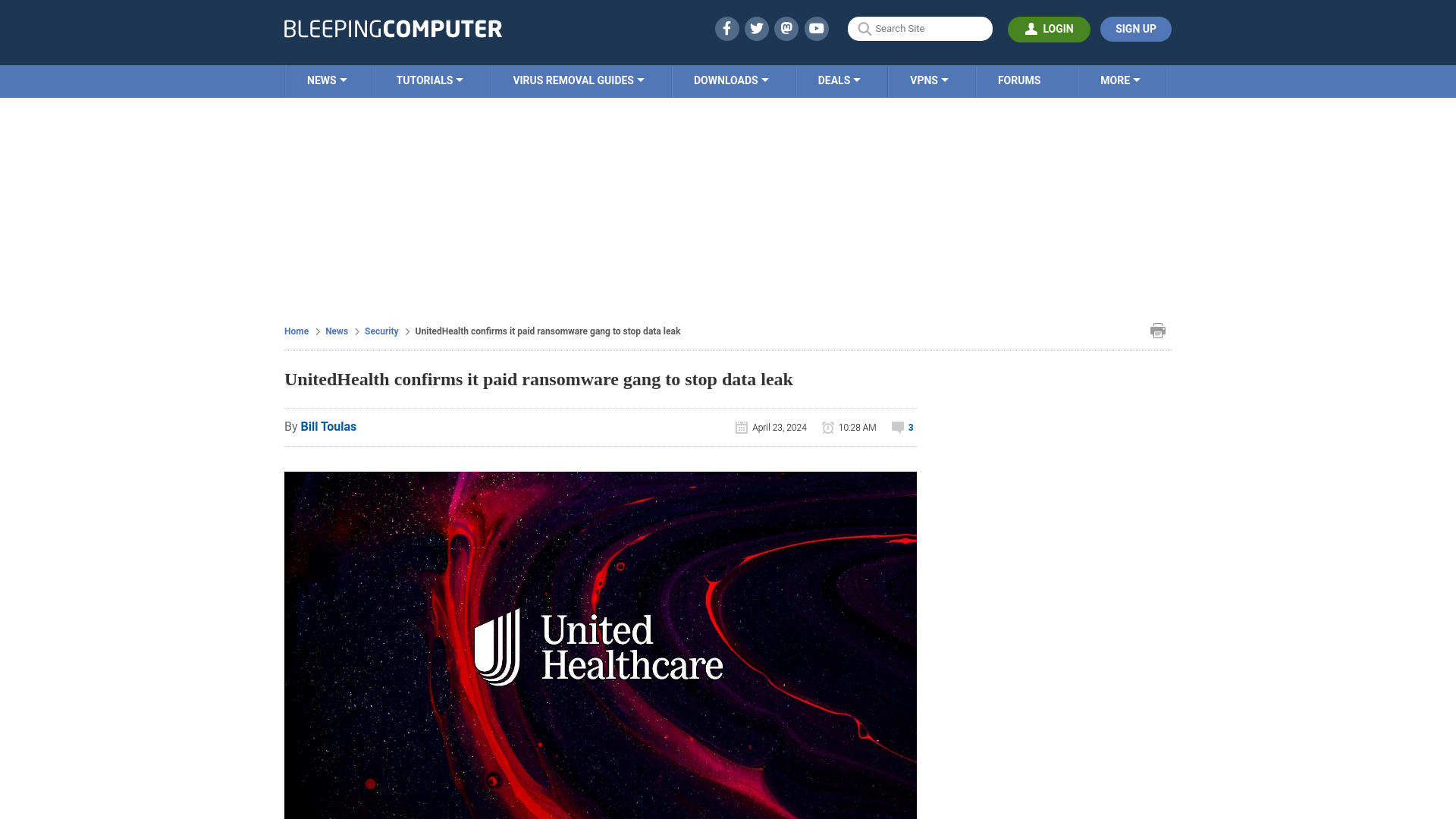 UnitedHealth confirms it paid ransomware gang to stop data leak